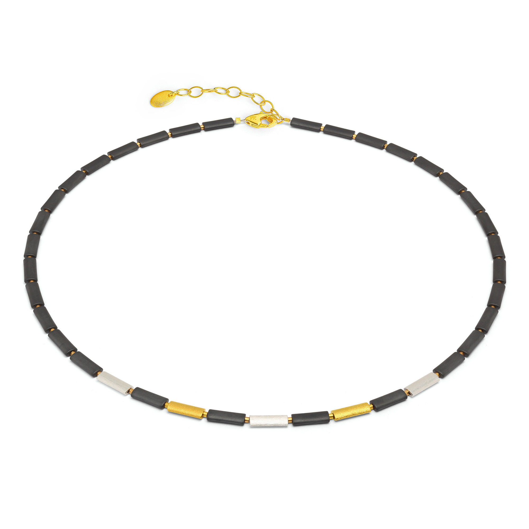 Bernd Wolf Kette Ontario Designlinie Basics, Hämatin matt, Schwarz, Gold