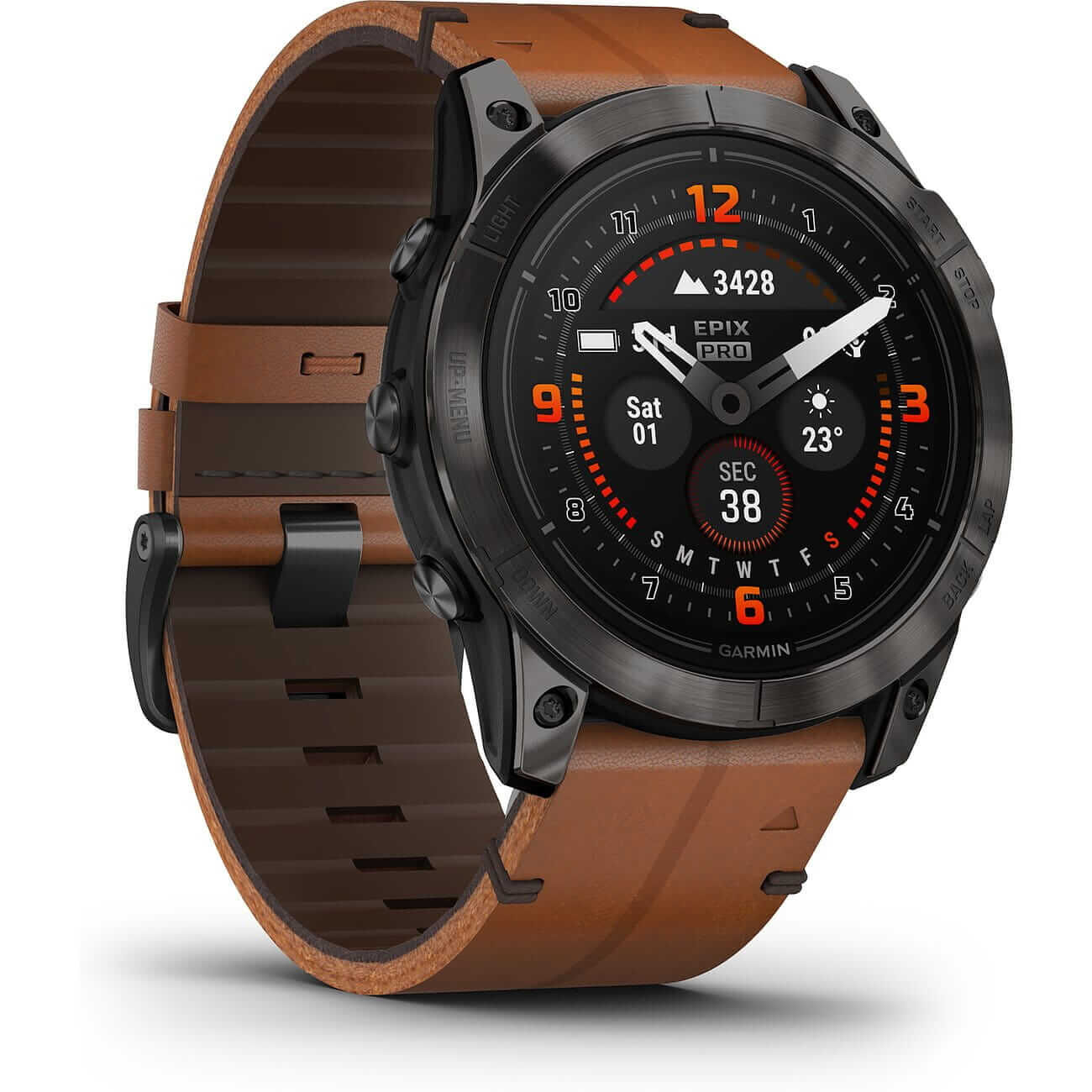 88771966 Garmin Epix™ Pro Gen 2 Sapphire 51mm Schwarz/Carbongrau Titan Leder- & Silikonband 010-02804-30