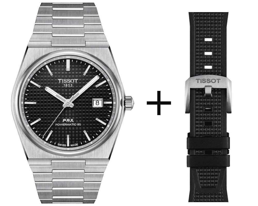 PRX-Set-Schwarz-Kautschuk Tissot PRX men's watch T137.407.11.051.00 set with black rubber strap