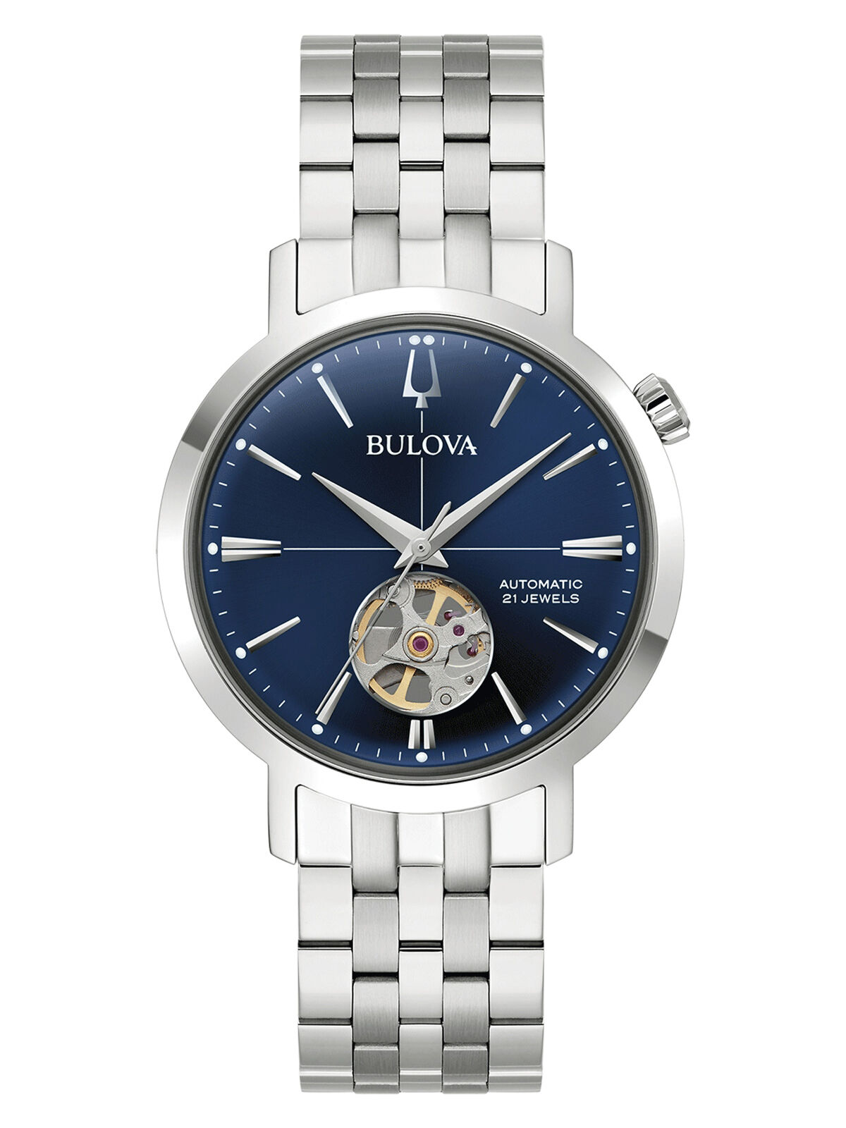 Bulova Aerojet Automatik 42 Stunden Gangreserve, Edelstahlband, Blau Herrenuhr 96A320