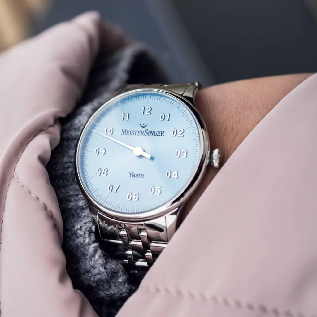 Meister Singer Yaara Eisblau mit Silber 36mm Automatikuhrwerk Damenuhr YA914S