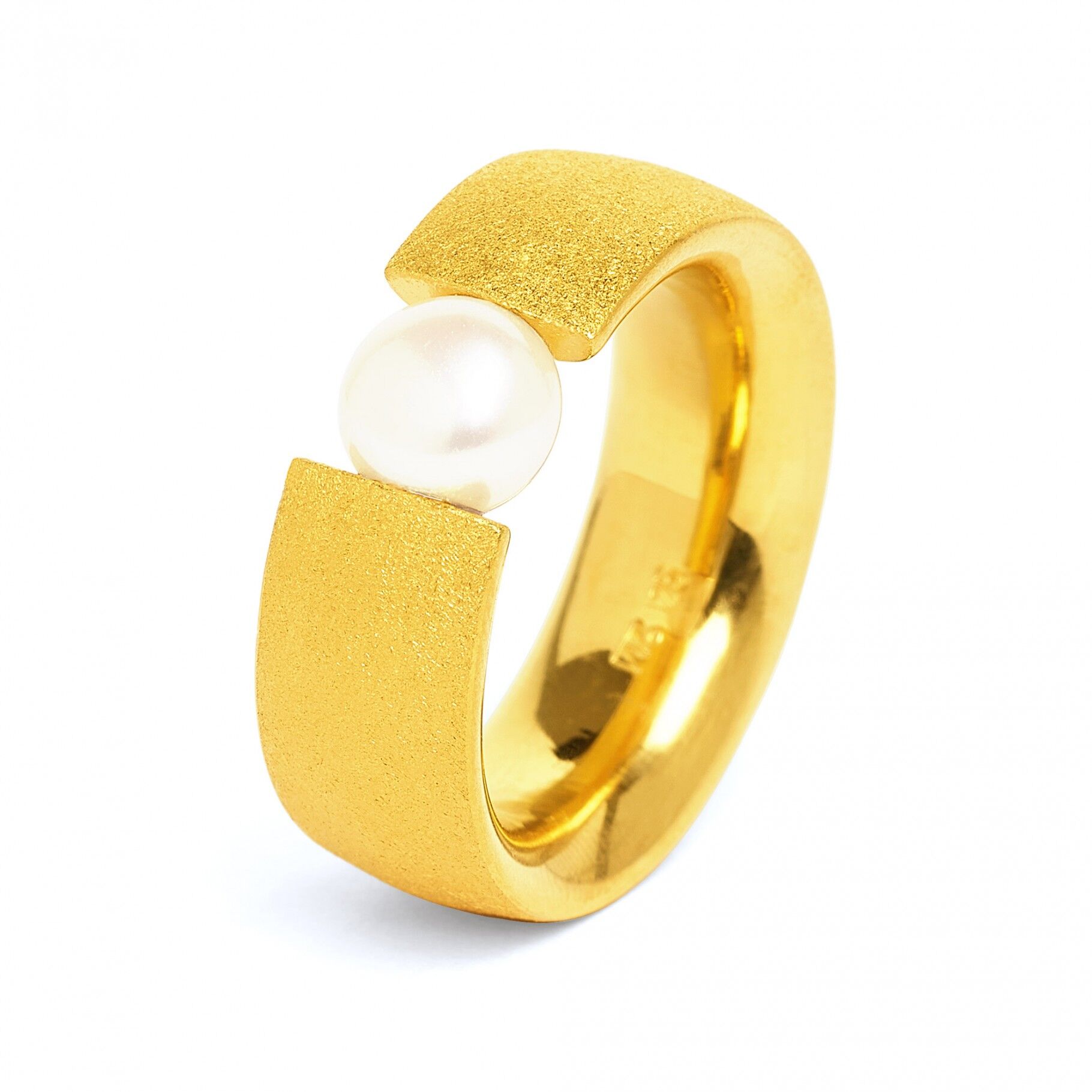 Bernd Wolf Ringe Bahia Süßwasserperle 24-Karat-goldplattiert, 925 Sterlingsilber