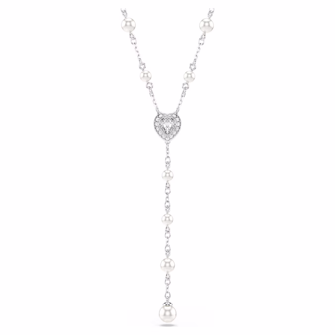Swarovski Ariana Grande x Swarovski Y-Halskette Verschiedene Schliffe, Kristallperle, Herz, Weiß, Rhodiniert