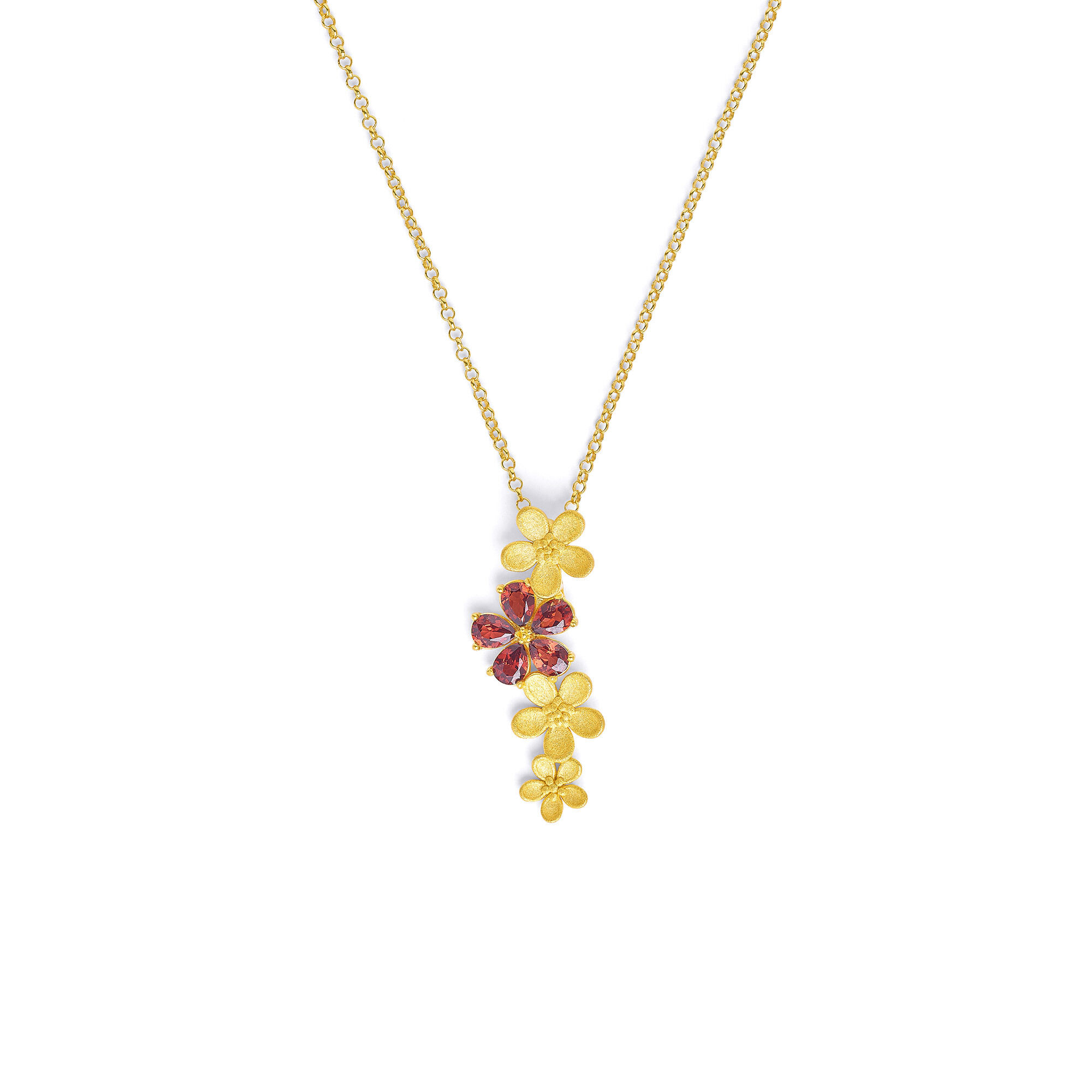 Bernd Wolf Kette Marcella Designlinie Flowertimes, Blumen, Granat, Gold