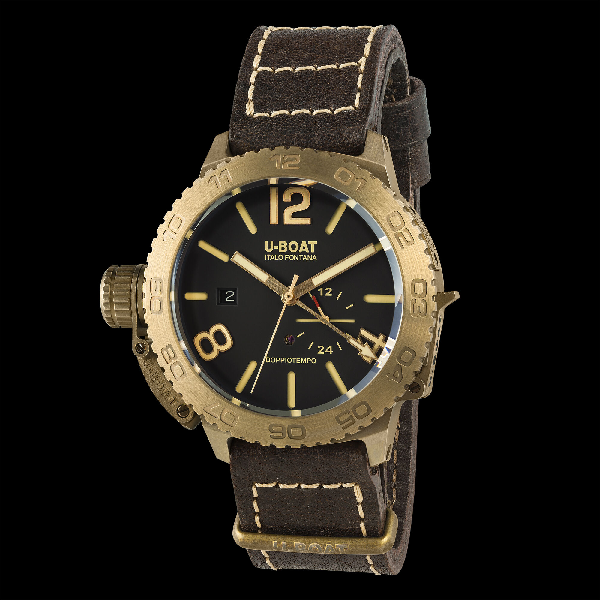 U-BOAT Herren Uhr DOPPIOTEMPO 46 BRONZO BR 9008