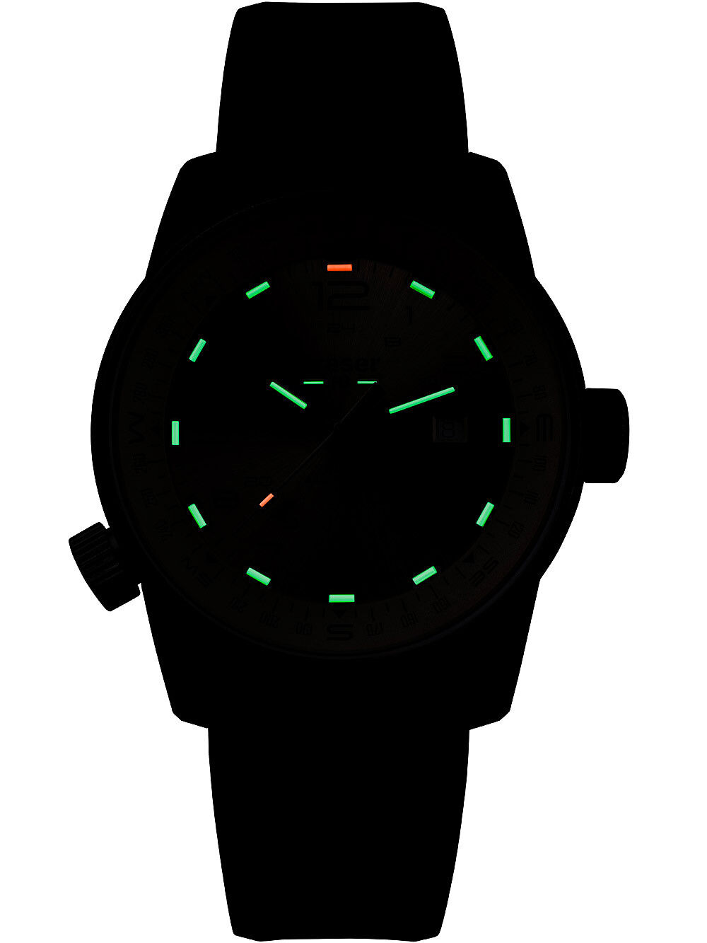 110457_frontal_rubber_night Traser H3 P68 Pathfinder Automatic Green Herrenuhr 110457