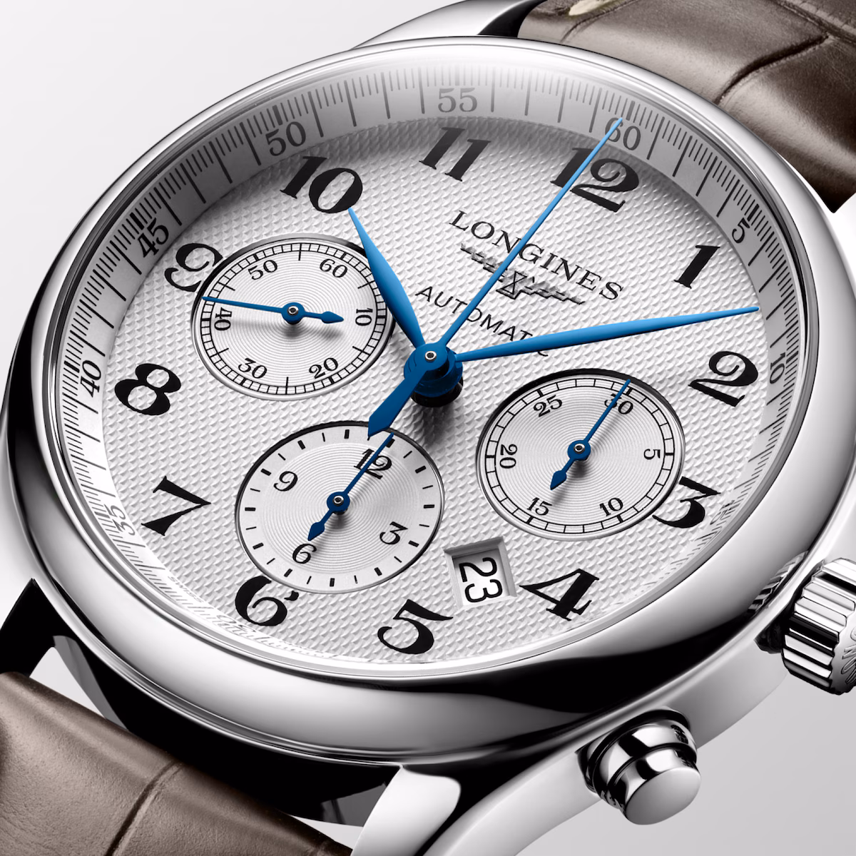 Longines Master Collection Chronograph Silber Lederband Herrenuhr L2.759.4.78.3