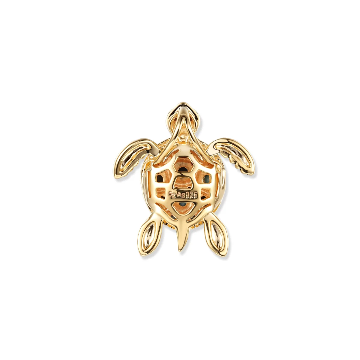 At the time, Tuto Turkis turtle pendant with turquoise blue stones, 925 sterling silver