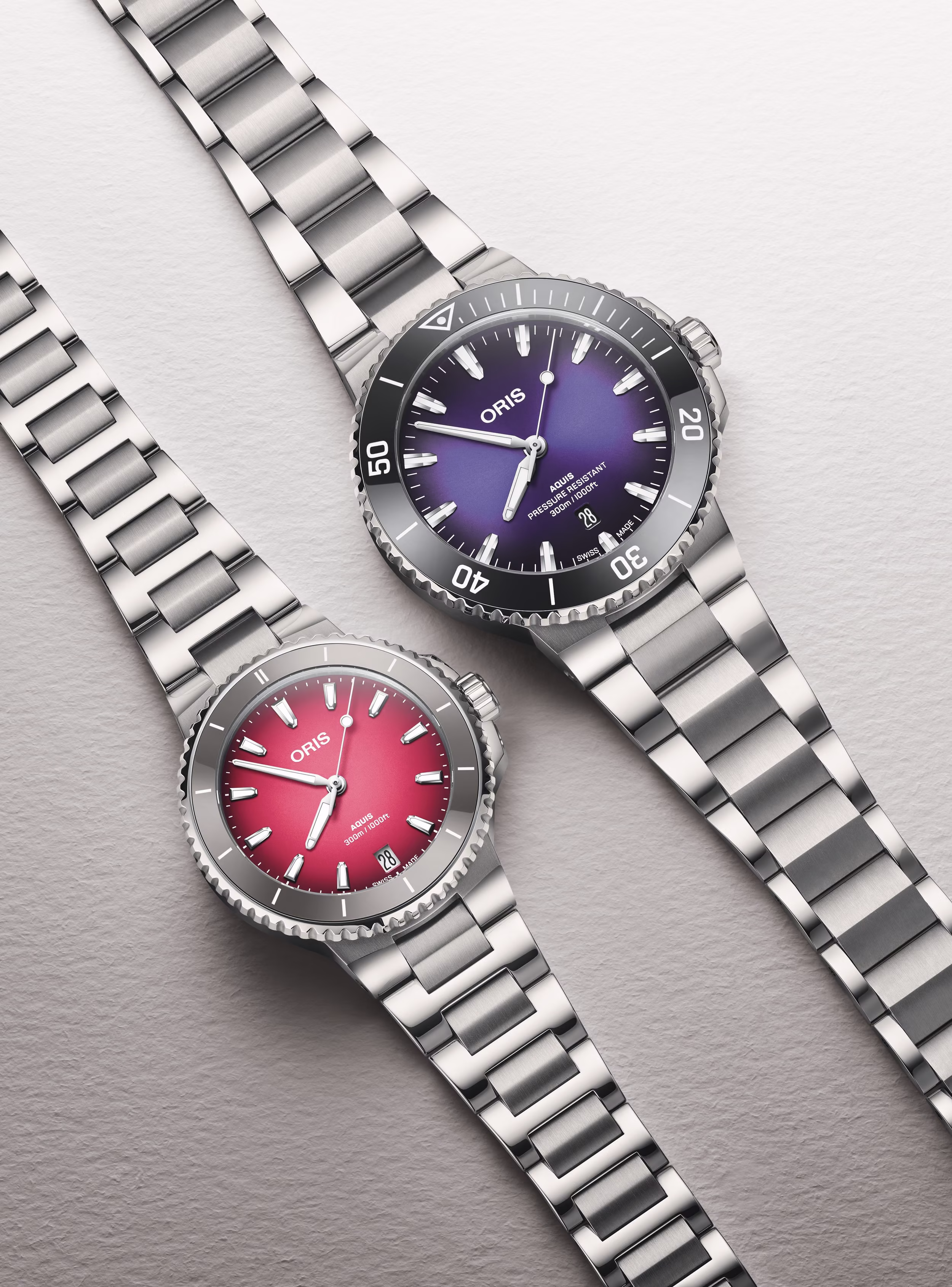 Oris Aquis Date Taste of Summer 36.5mm, ceramic bezel, stainless steel, pink ladies' watch 01 733 7792 4158-07 8 19 05P