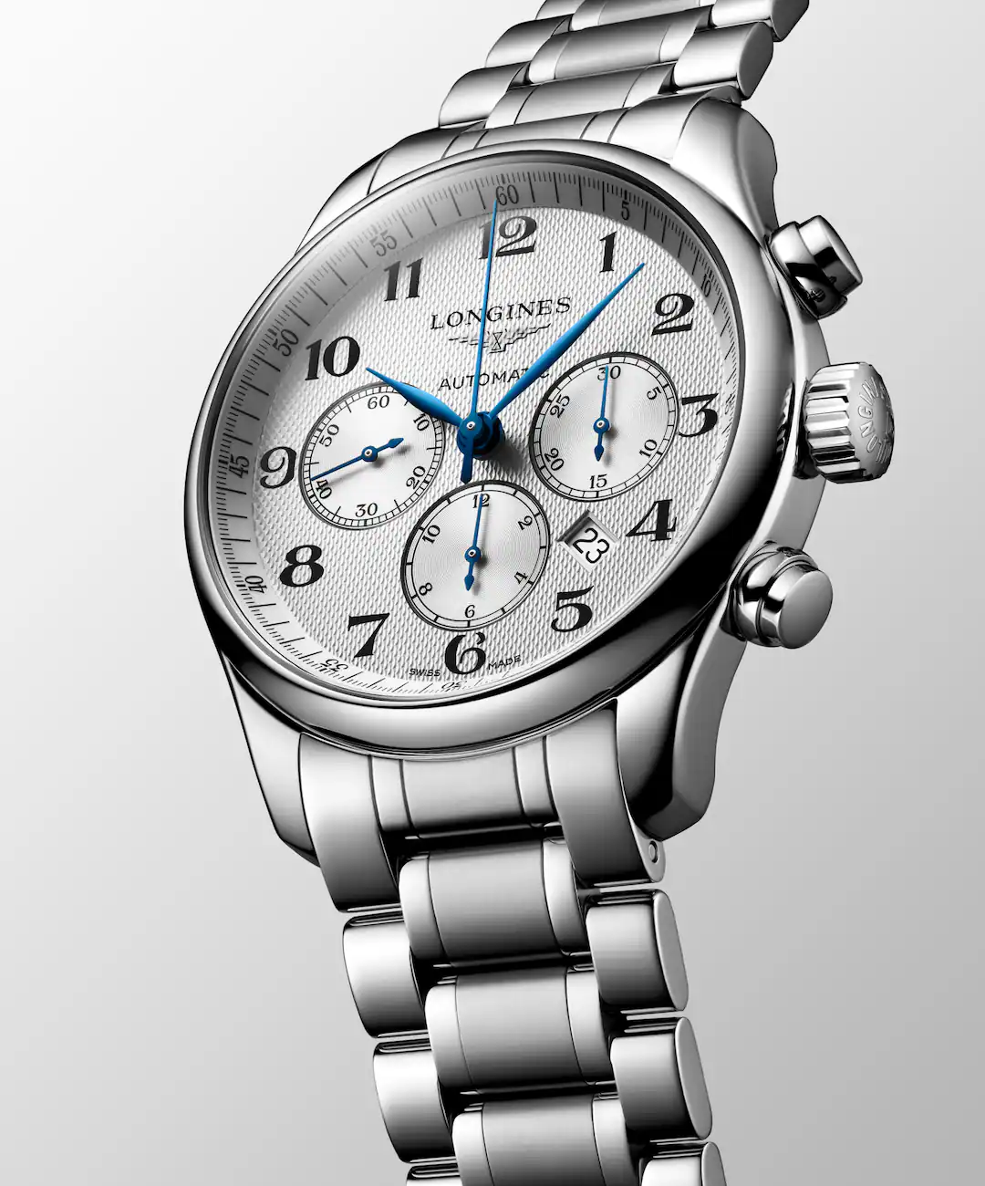 Longines Master Collection Chronograph Silber Lederband Herrenuhr L2.859.4.78.6