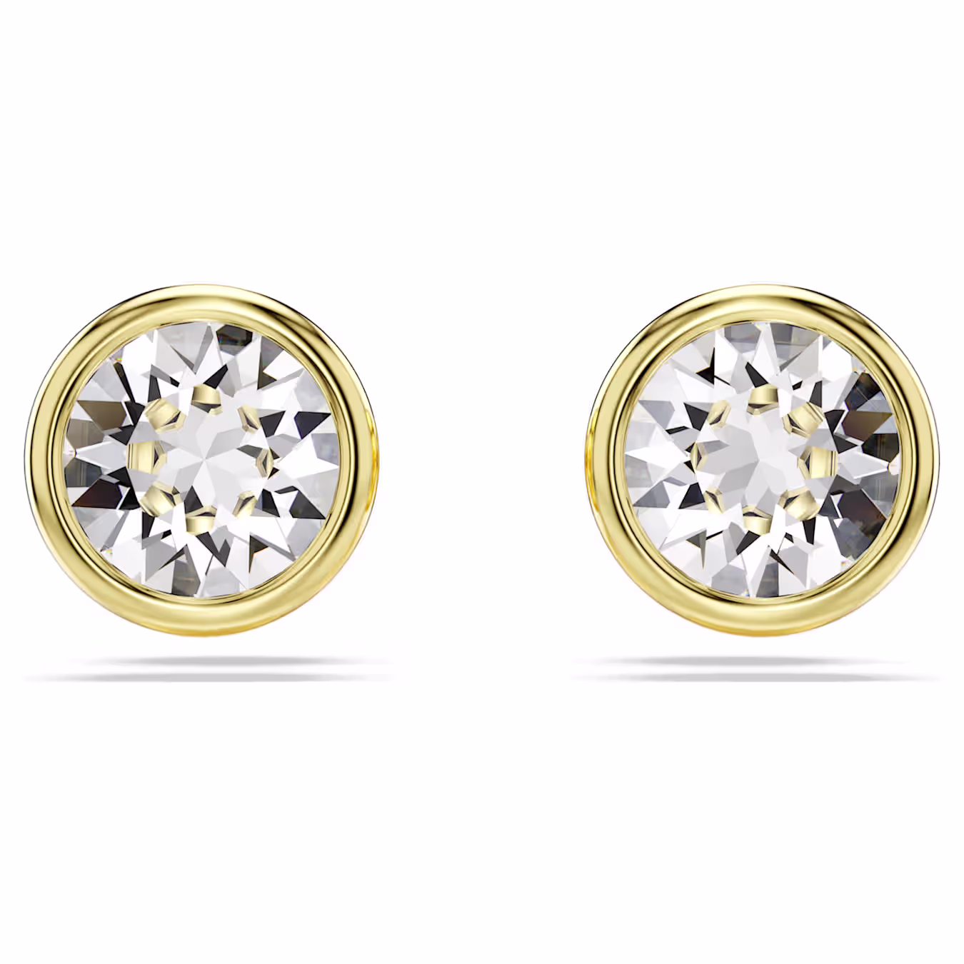 Swarovski Imber stud earrings, round cut, white, 18k gold plated