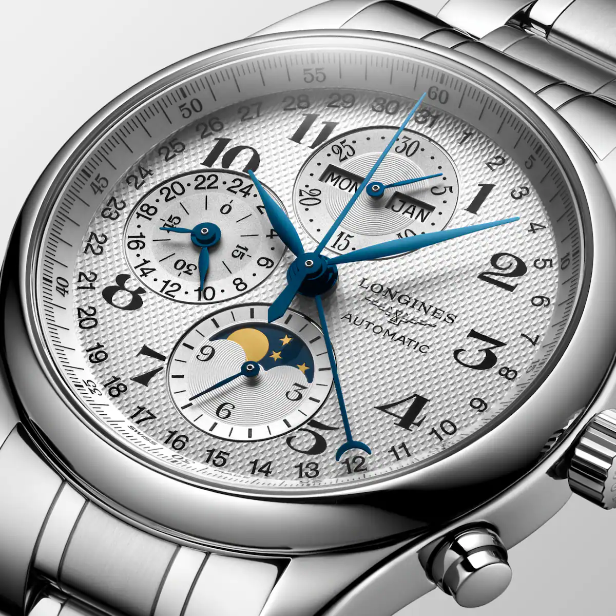 Longines Master Collection Chrono Mondphase Edelstahlband Herrenuhr L2.773.4.78.6