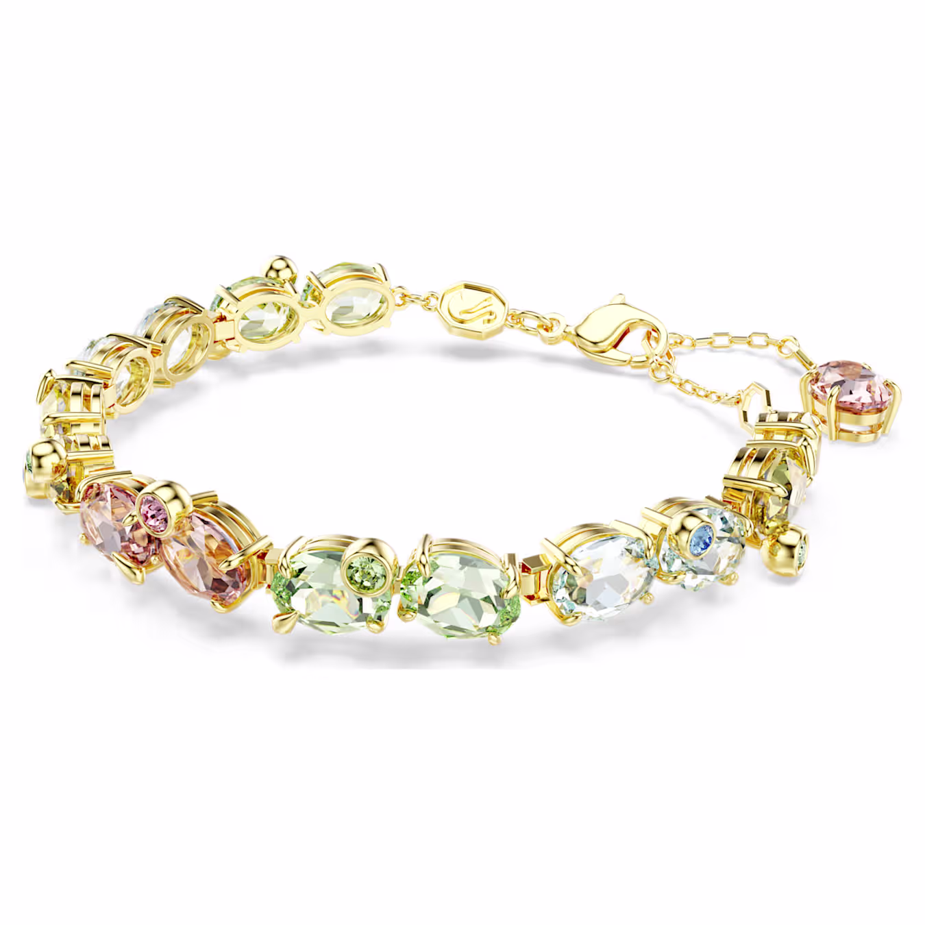 Swarovski  Gema Armband, verstellbar, Verschiedene Schliffe, Mehrfarbig, Goldlegierungsschicht,  15.5 - 20 cm
