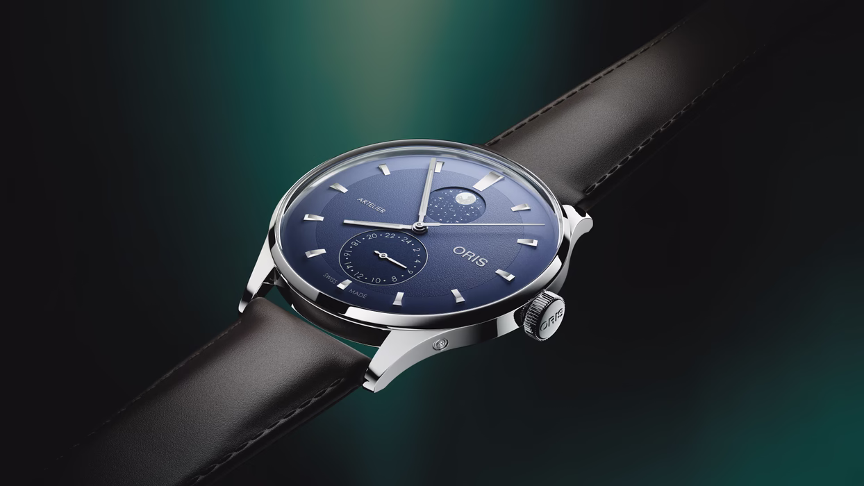 Oris Artelier Complication, 39.50 mm, leather strap, blue men's watch 01 782 7811 4055-07 6 ​​20 17FC