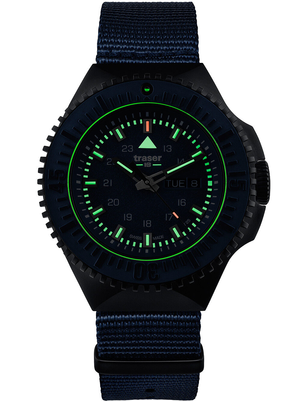 p69_frontal_blau_nato_evening Traser H3 P69 Black Stealth Blue Men's Watch 109856