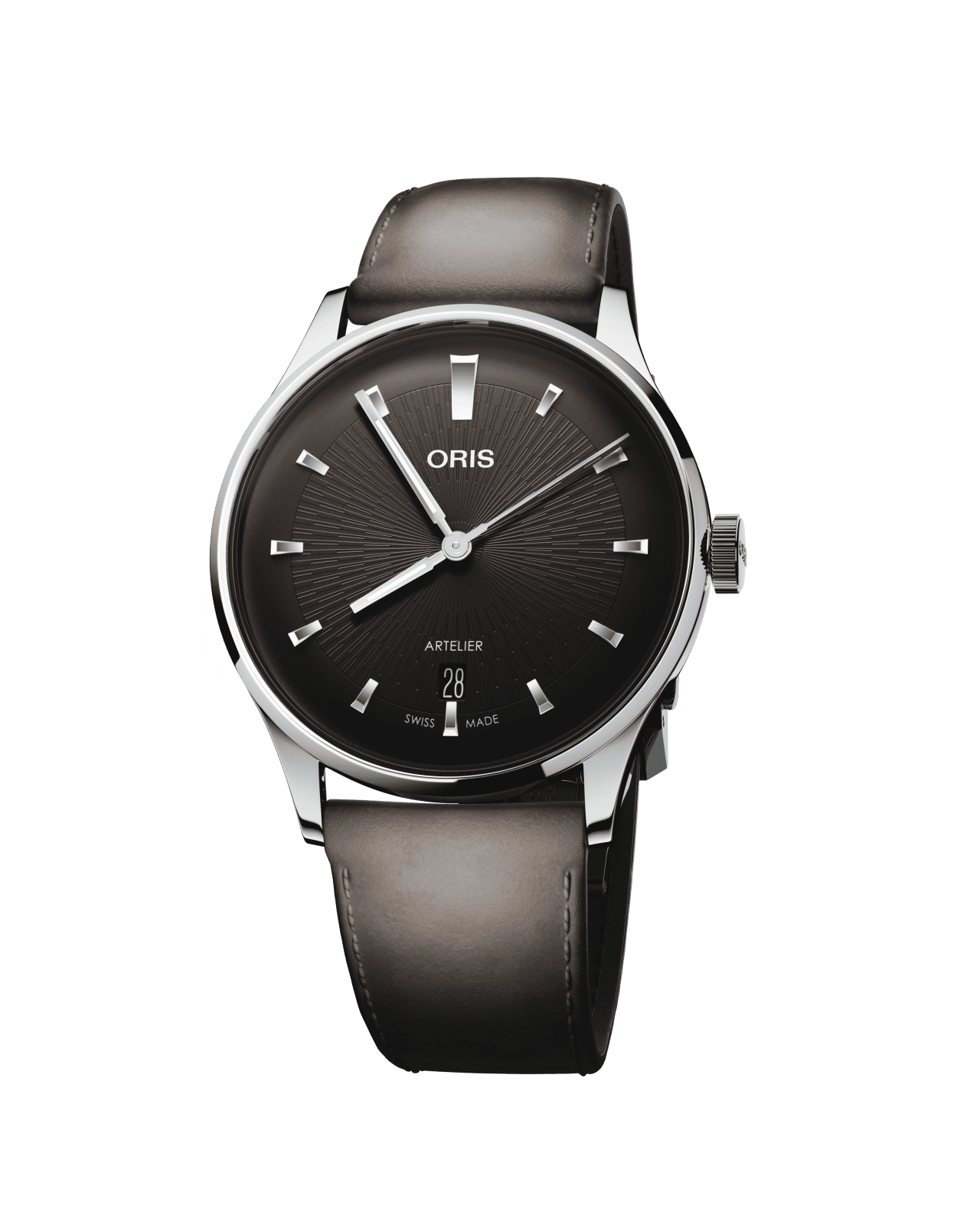 Oris Artelier Date, 38mm, automatic, leather strap, black men's watch 01 733 7810 4054-07 6 ​​20 18FC