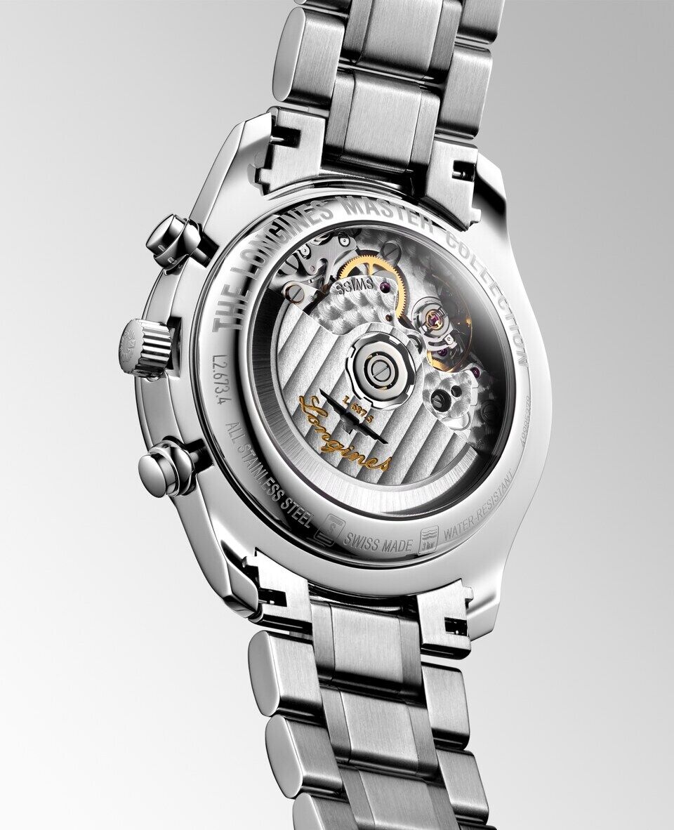 Longines Master Collection Chrono Mondphase Edelstahlband Silber Herrenuhr L2.673.4.71.6