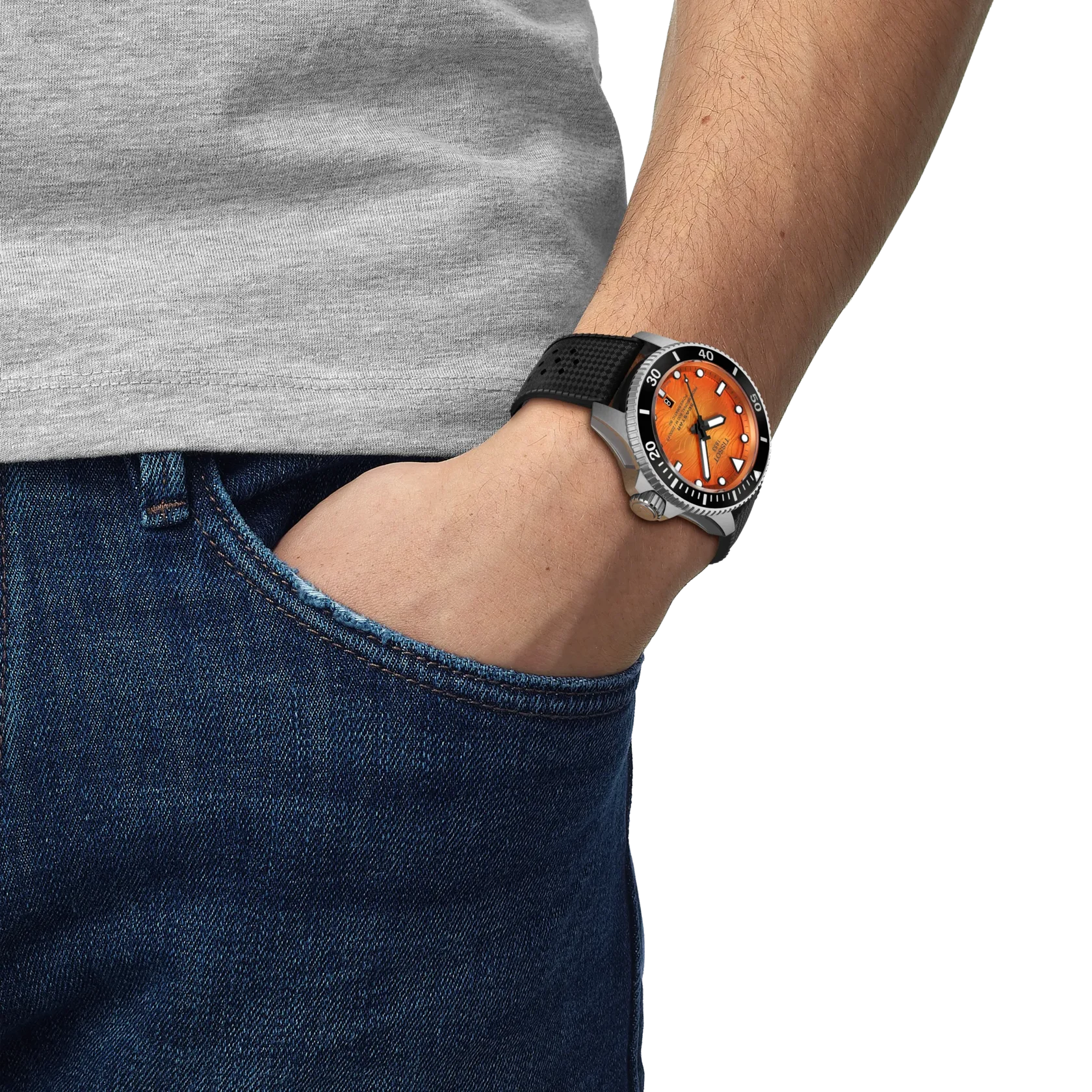 Tissot Seastar 2000 Automatik 44mm, Orange, 80 Stunden Gangreserve Herrenuhr T120.907.17.281.00
