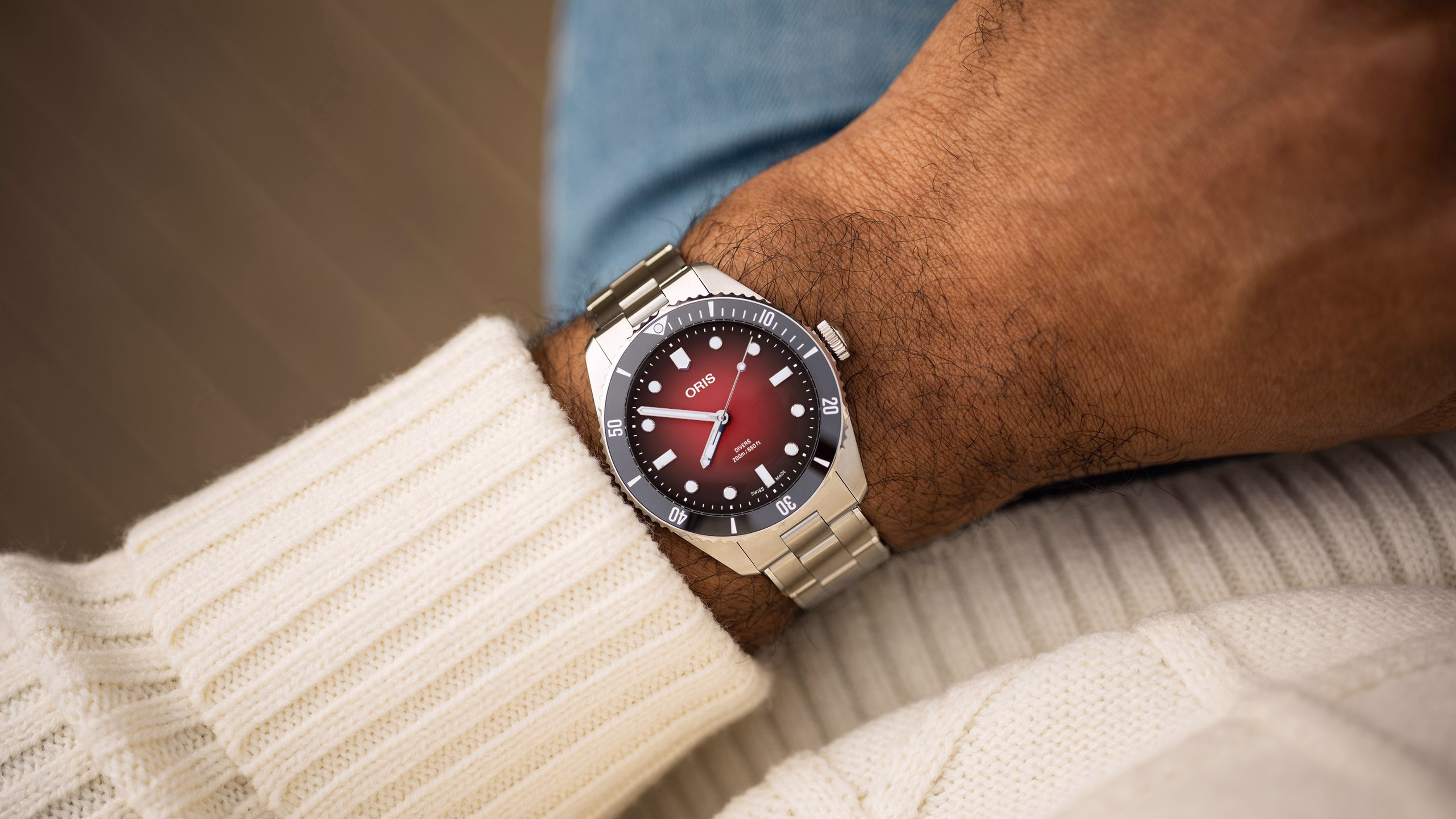 Oris X RedBar Limited Edition II 39mm, ceramic bezel, rubber strap, diver's watch men's watch 01 733 7795 4018-Set
