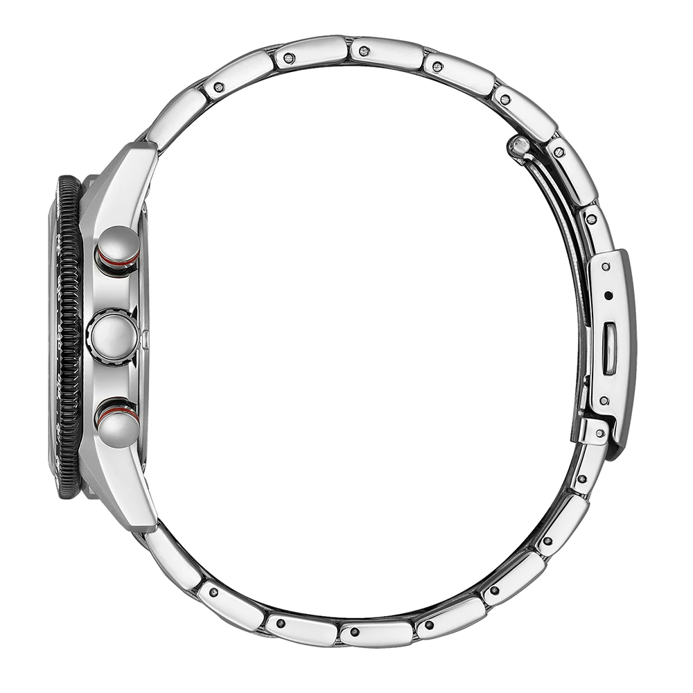 Citizen Eco-Drive Racing Chronograph, Edelstahl schwarz, 39.9mm Herrenuhr CA4714-55E