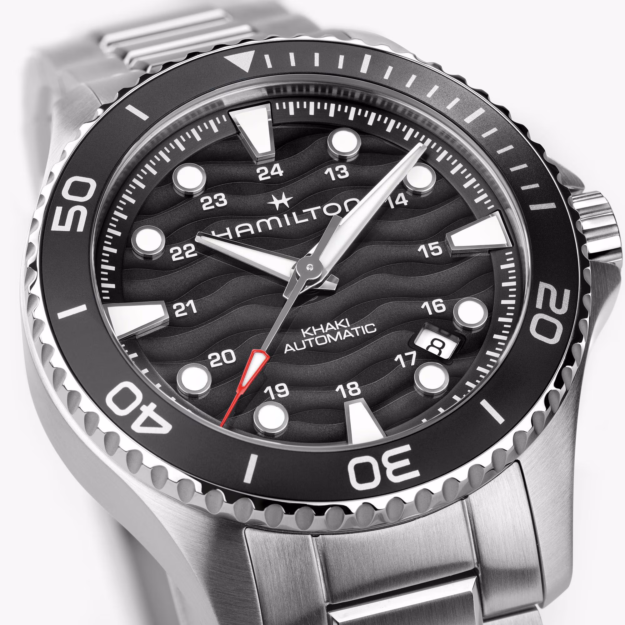 Hamilton KHAKI NAVY SCUBA AUTO Schwarz Metallband 40 MM Herrenuhr H82415130
