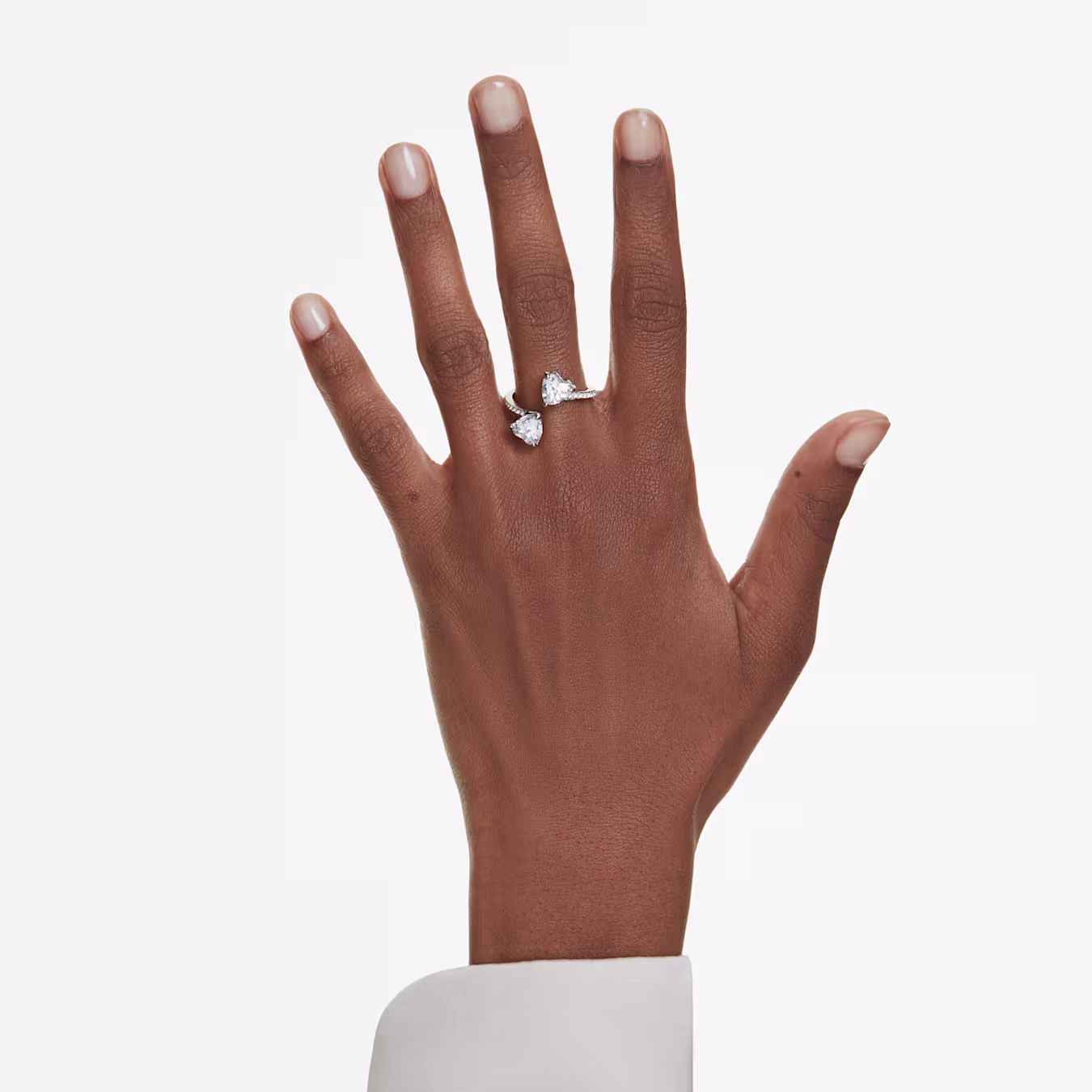 Swarovski Mesmera Open Ring Heart Cut, Pavé, White, Rhodium Plated