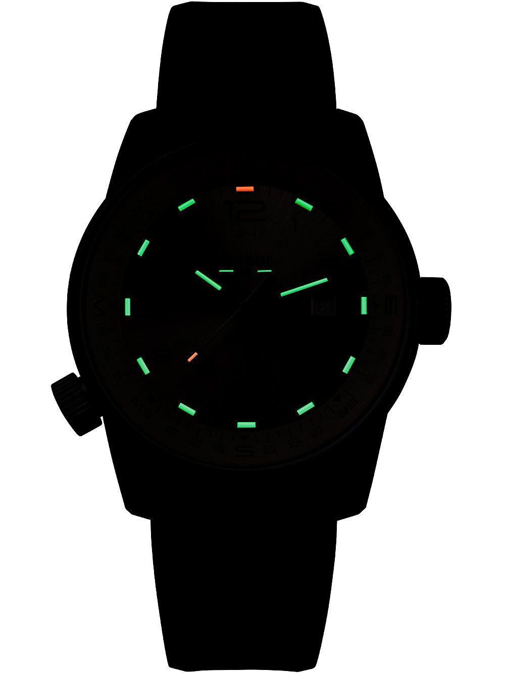 110455_frontal_rubber_night Traser H3 P68 Pathfinder Automatic Beige Herrenuhr 110455