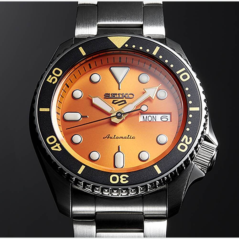 Uhr-Herren-Seiko5-Sport-Automatik-Stahl-Orange Seiko 5 Sports Style Automatic Men's Watch SRPD59K1
