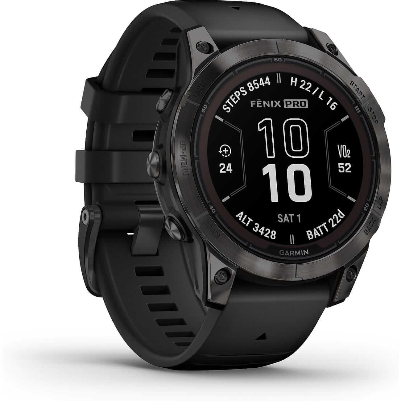 Garmin fēnix® 7 Pro Sapphire Solar Carbongrau Titan mit Silikonarmband 010-02777-11