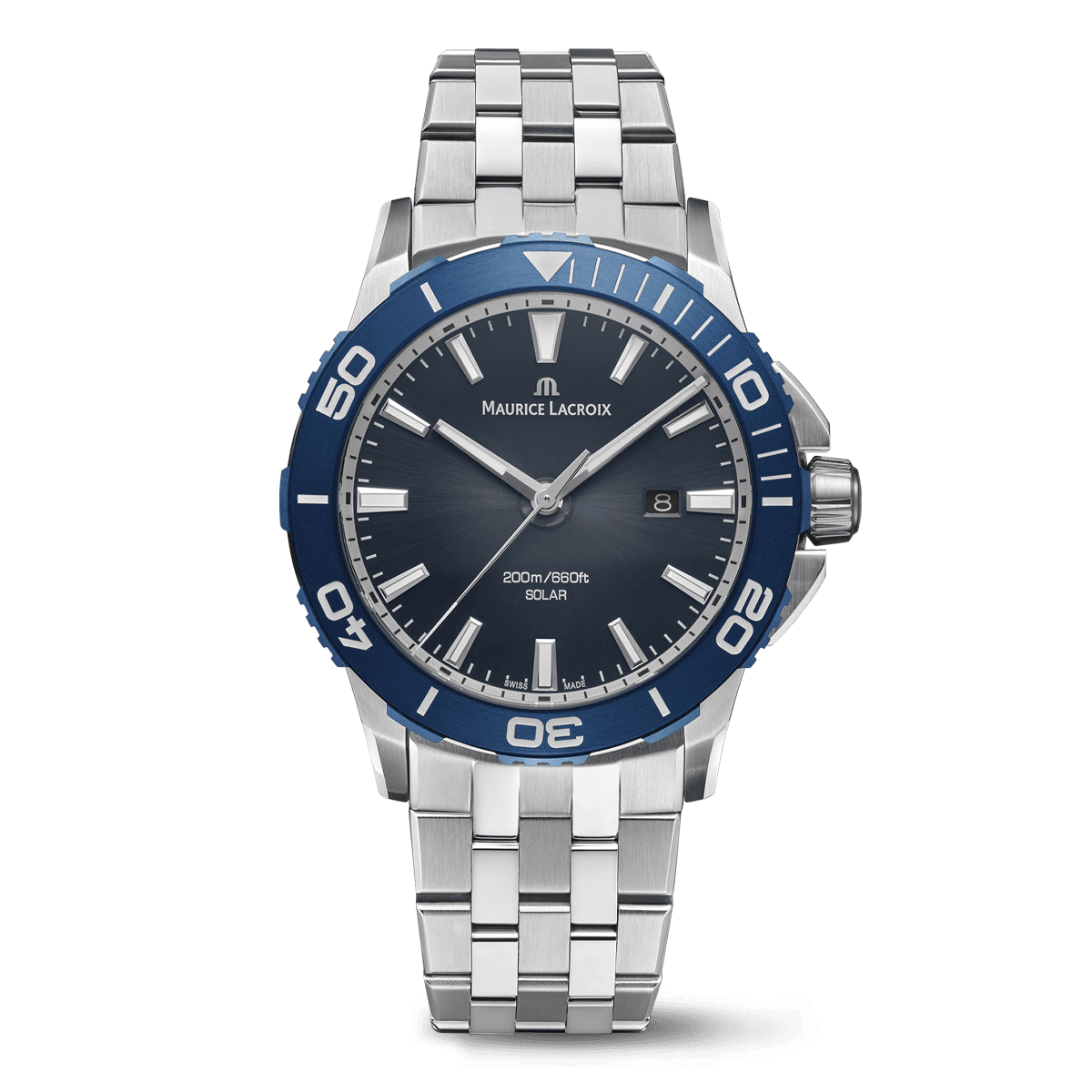 Maurice Lacroix PONTOS S SOLAR 42mm, Quartz, Stainless Steel Bracelet Men's Watch PT1008-SSL42-430-1