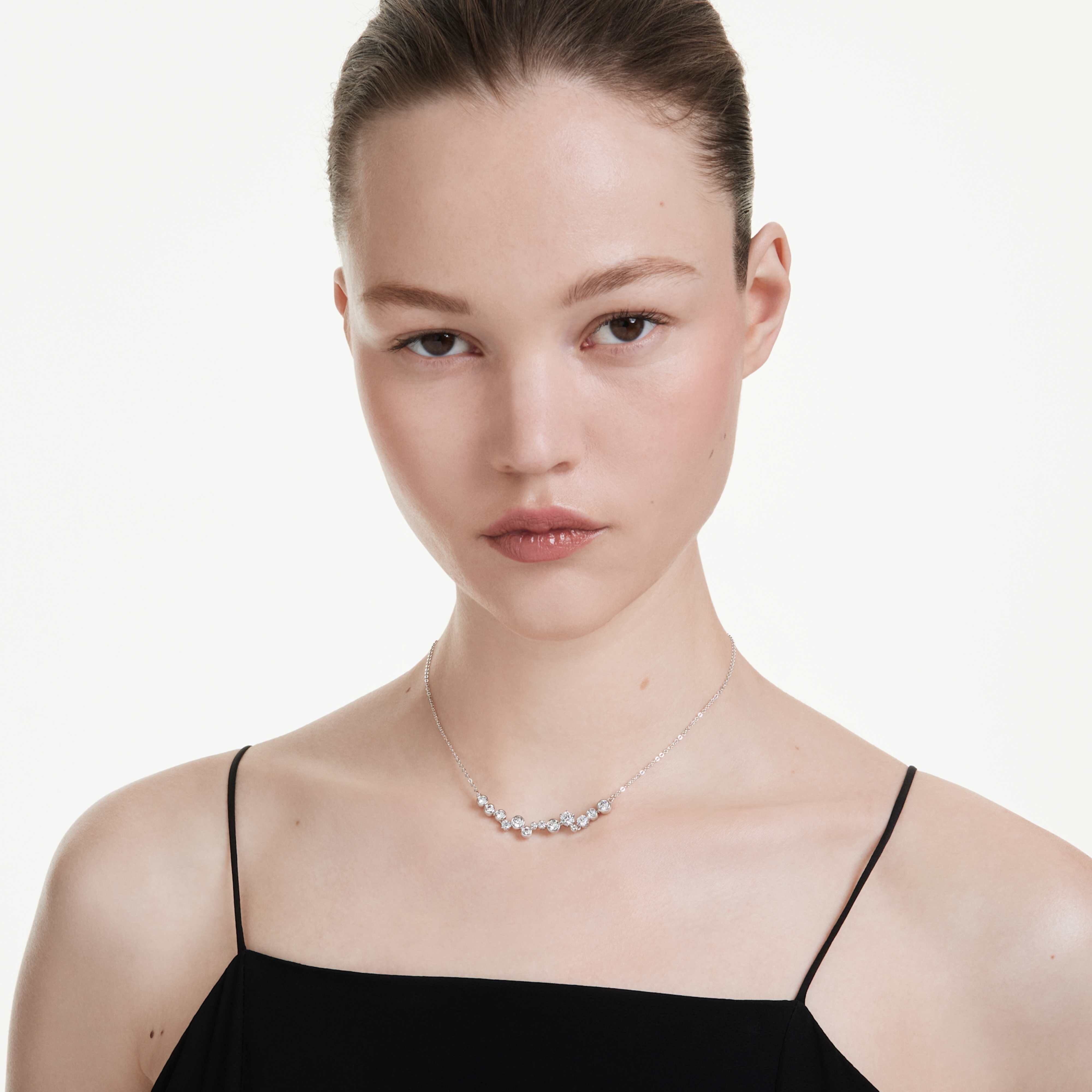 Swarovski Constella Halskette Verschiedene Schliffe, Weiß, Rhodiniert