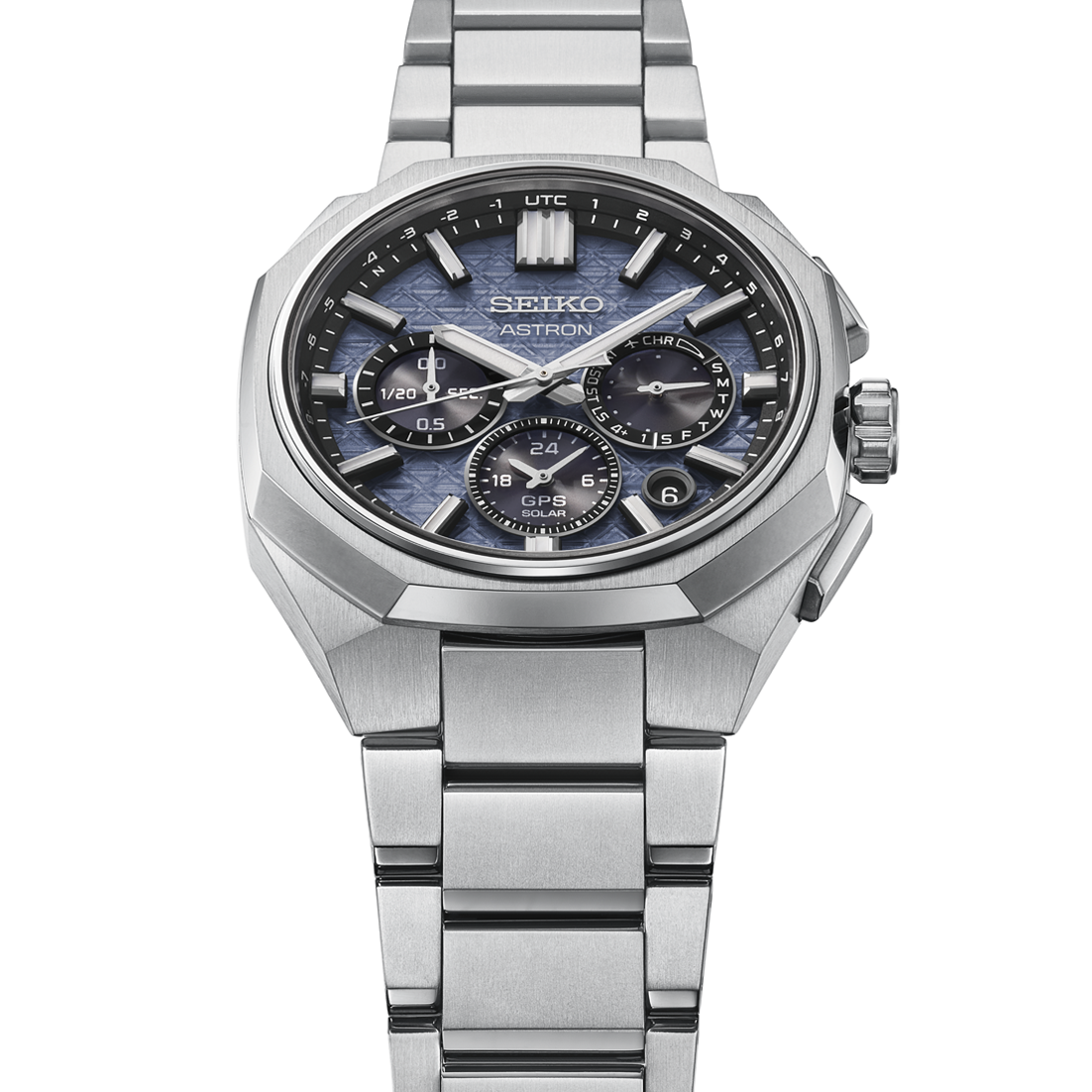 Seiko Astron  GPS Solar,  Titangehäuse, Blau, Läuft etwa 6 Monate Herrenuhr HAB001J1