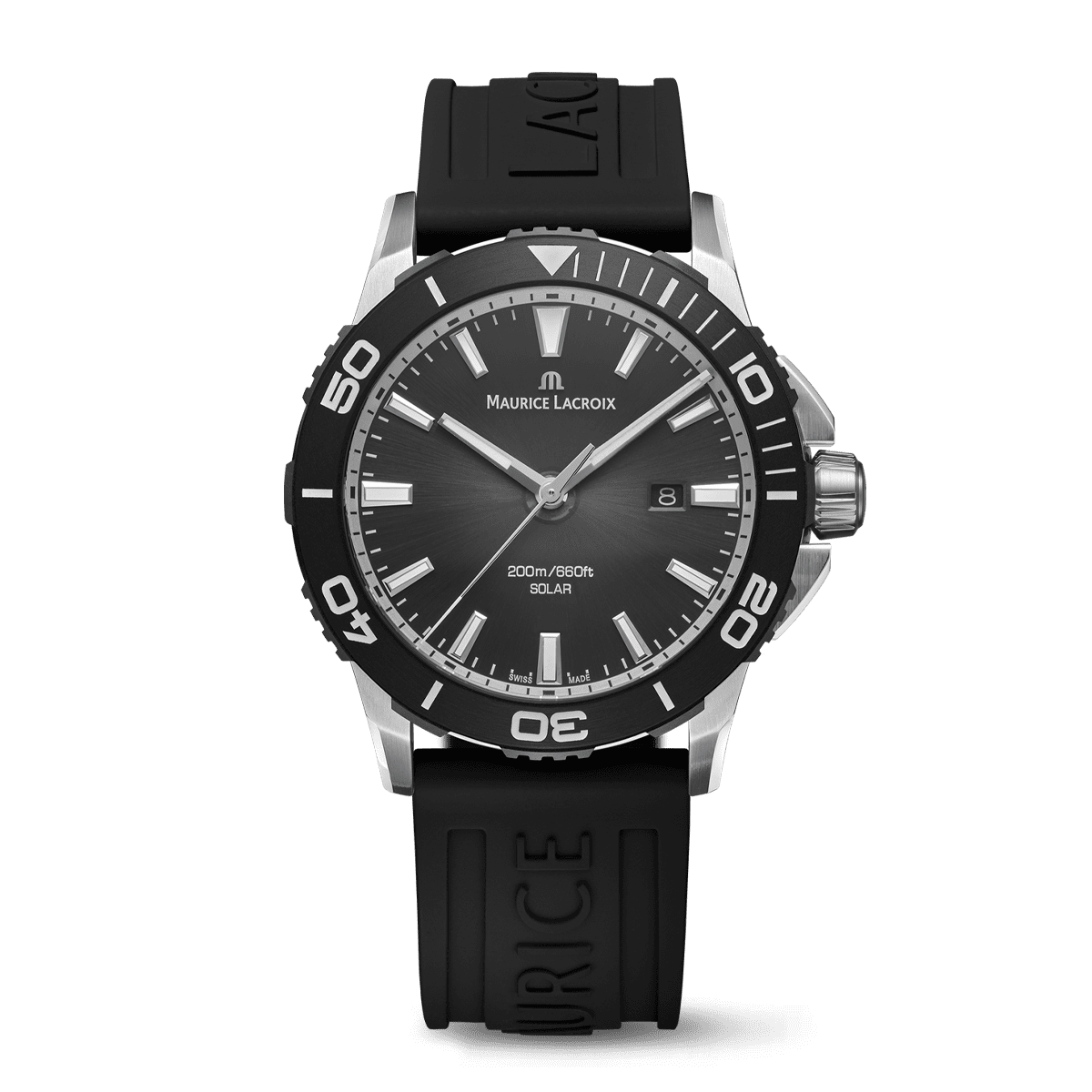 Maurice Lacroix PONTOS S SOLAR, 42mm, Quartz, Black Rubber Strap Men's Watch PT1008-SSL20-330-2