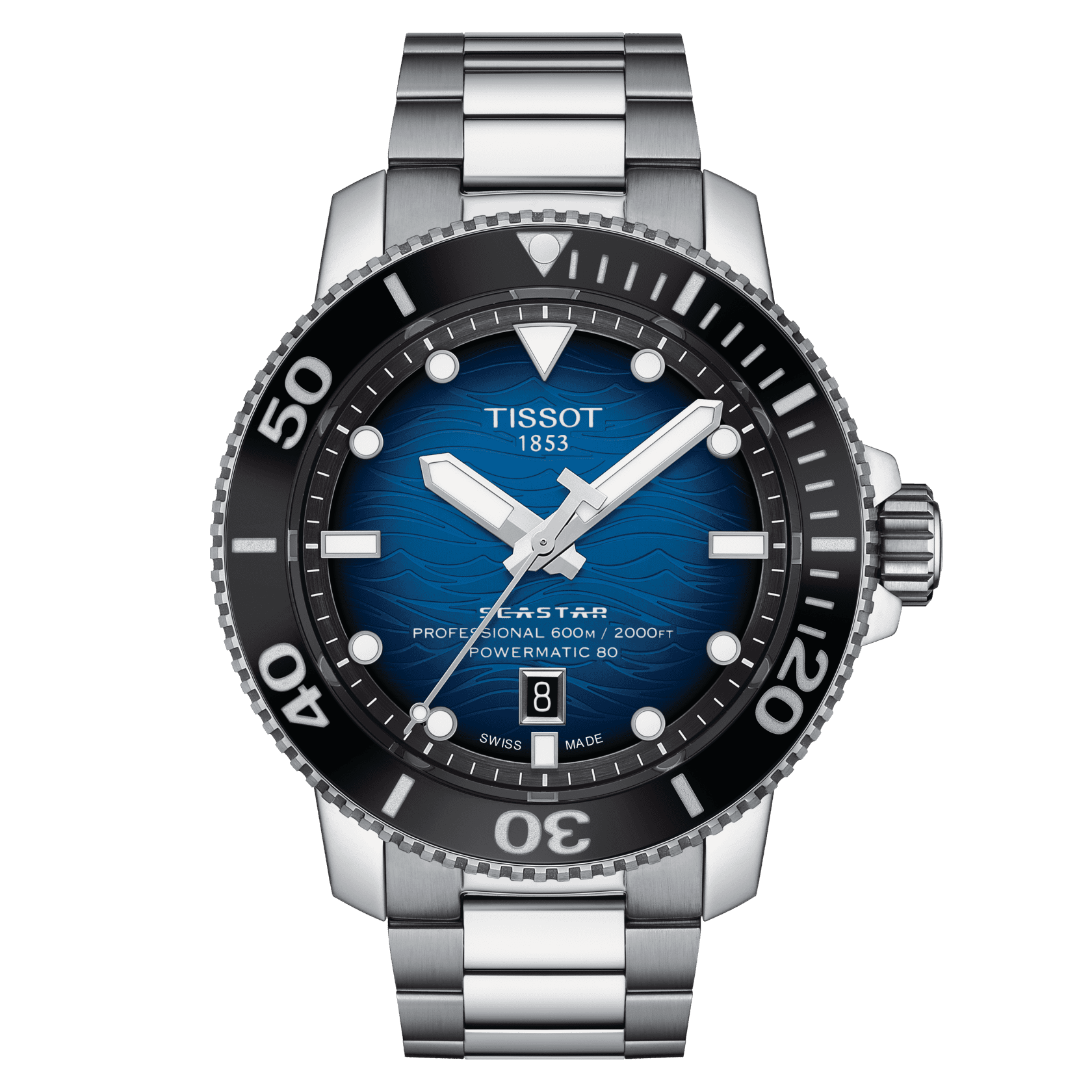 T120-607-11-041-01_1 Tissot SEASTAR 2000 men's watch T120.607.11.041.01 with replacement textile strap blue