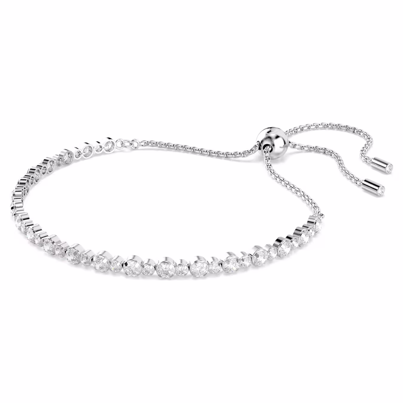 Swarovski Matrix Tennis Bracelet Mixed Round Cuts, White, Rhodium Plated