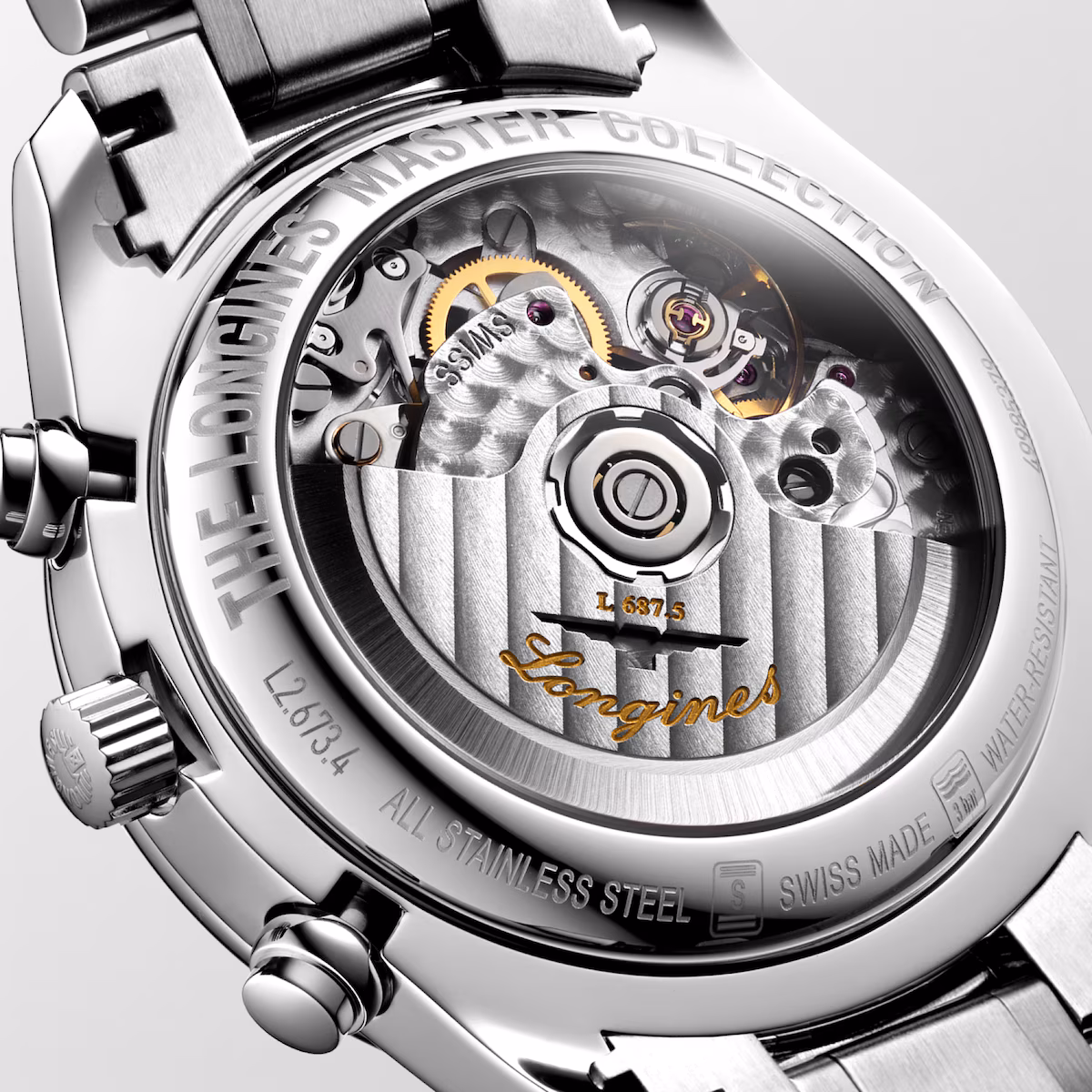 Longines Master Chrono Mondphase Edelstahlband Anthrazit Herrenuhr L2.673.4.61.6