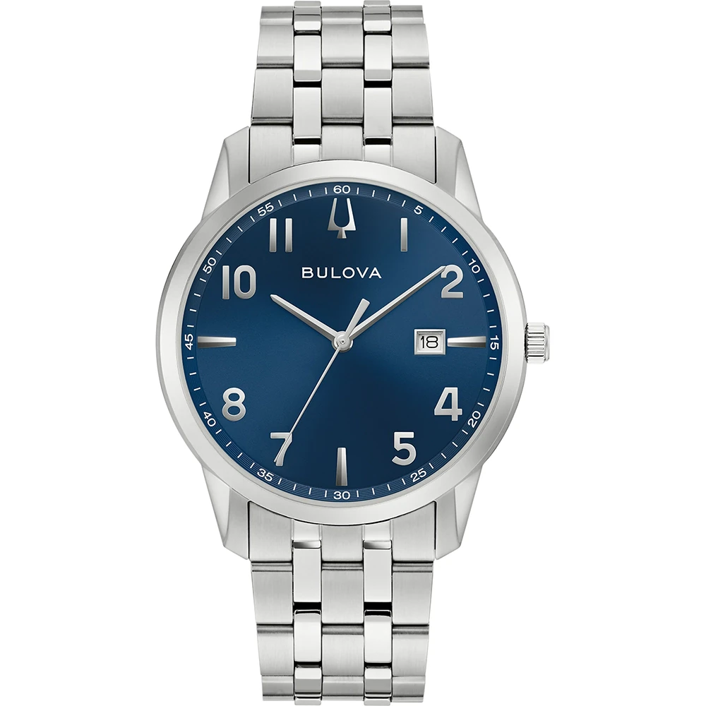 Bulova Classic Quartz, Edelstahl Blau, 40mm Herrenuhr 96B475