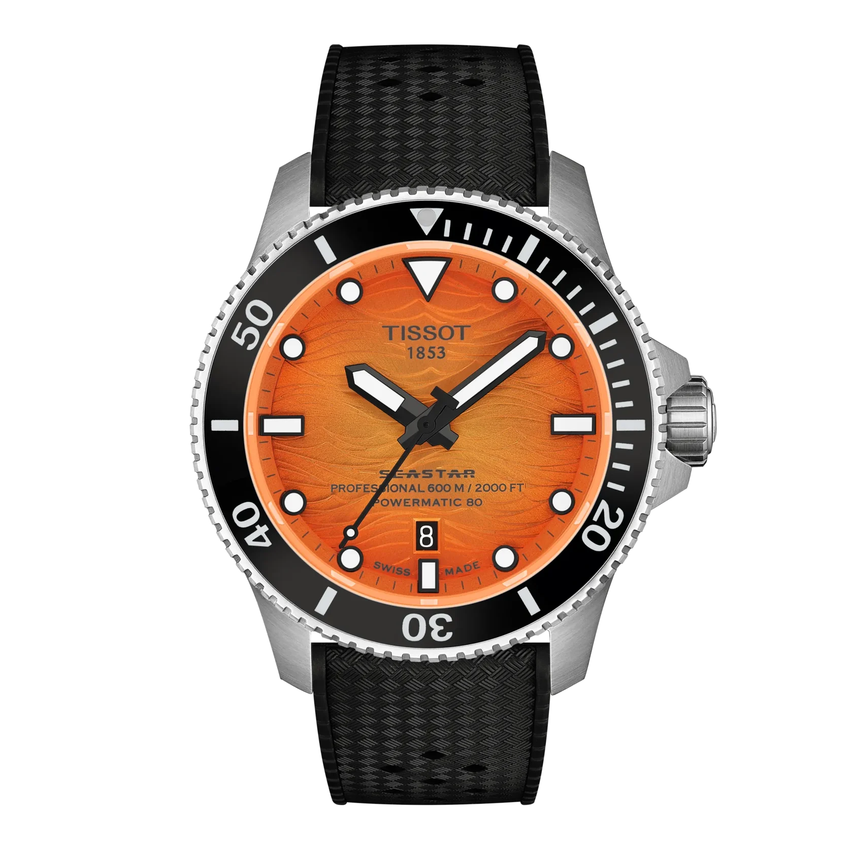 Tissot Seastar 2000 Automatik 44mm, Orange, 80 Stunden Gangreserve Herrenuhr T120.907.17.281.00