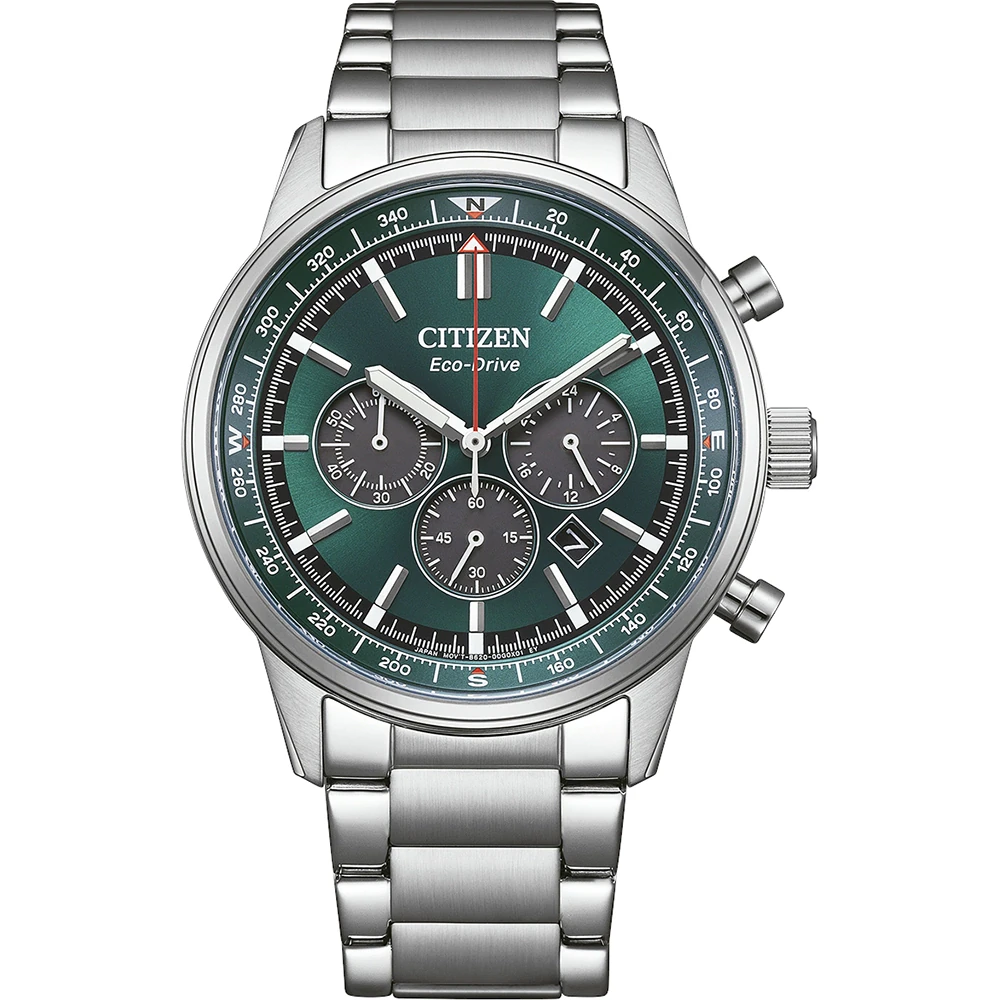 Citizen Eco-Drive Classic Chronograph Edelstahl Grün, 42mm Herrenuhr CA4720-52X