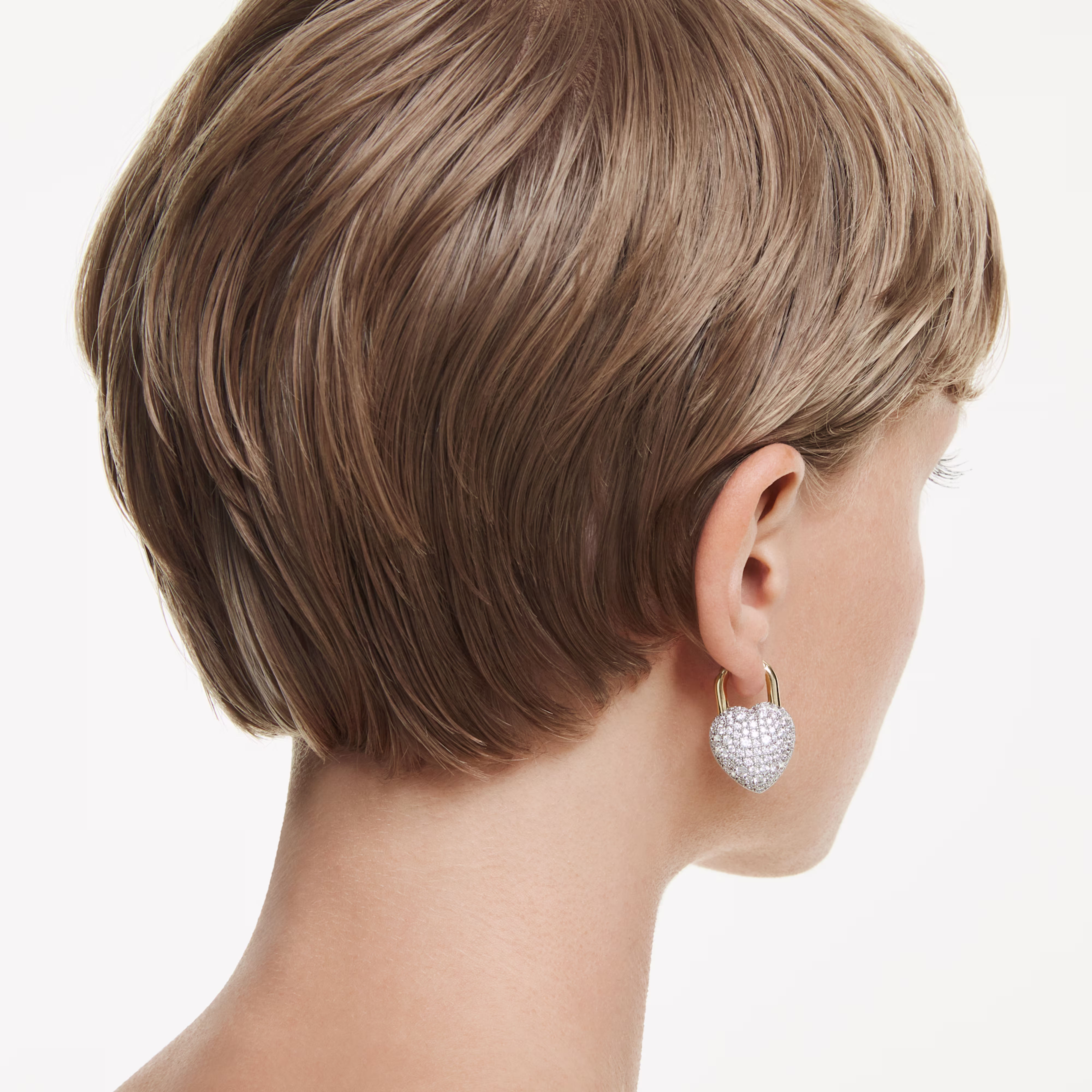 Swarovski  Idyllia Drop-Ohrhänger Verschiedene Schliffe, Herz, Weiß, Goldlegierungsschicht