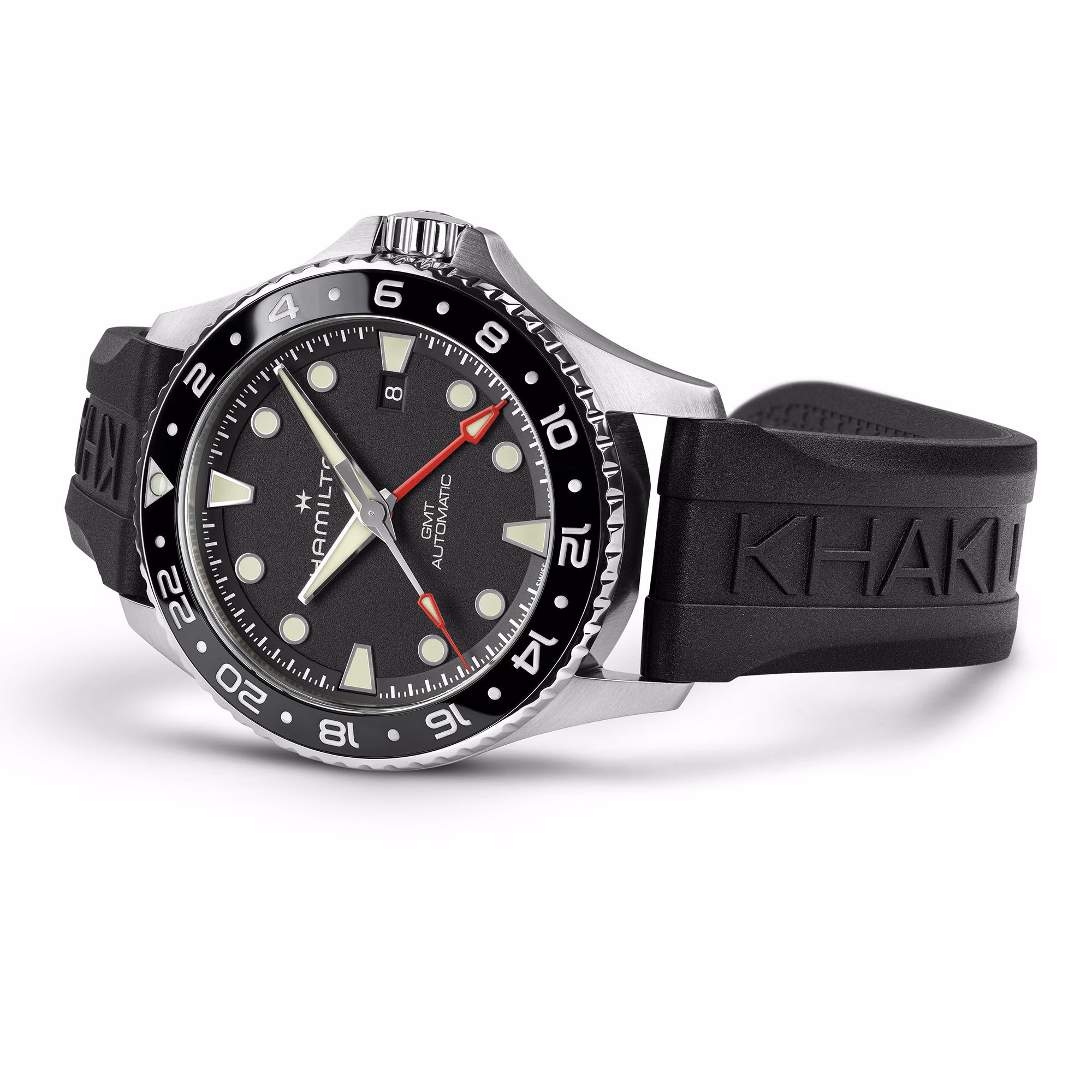 Hamilton Khaki Navy Scuba Auto GMT Black Rubber Strap 43mm Men's Watch H82555330