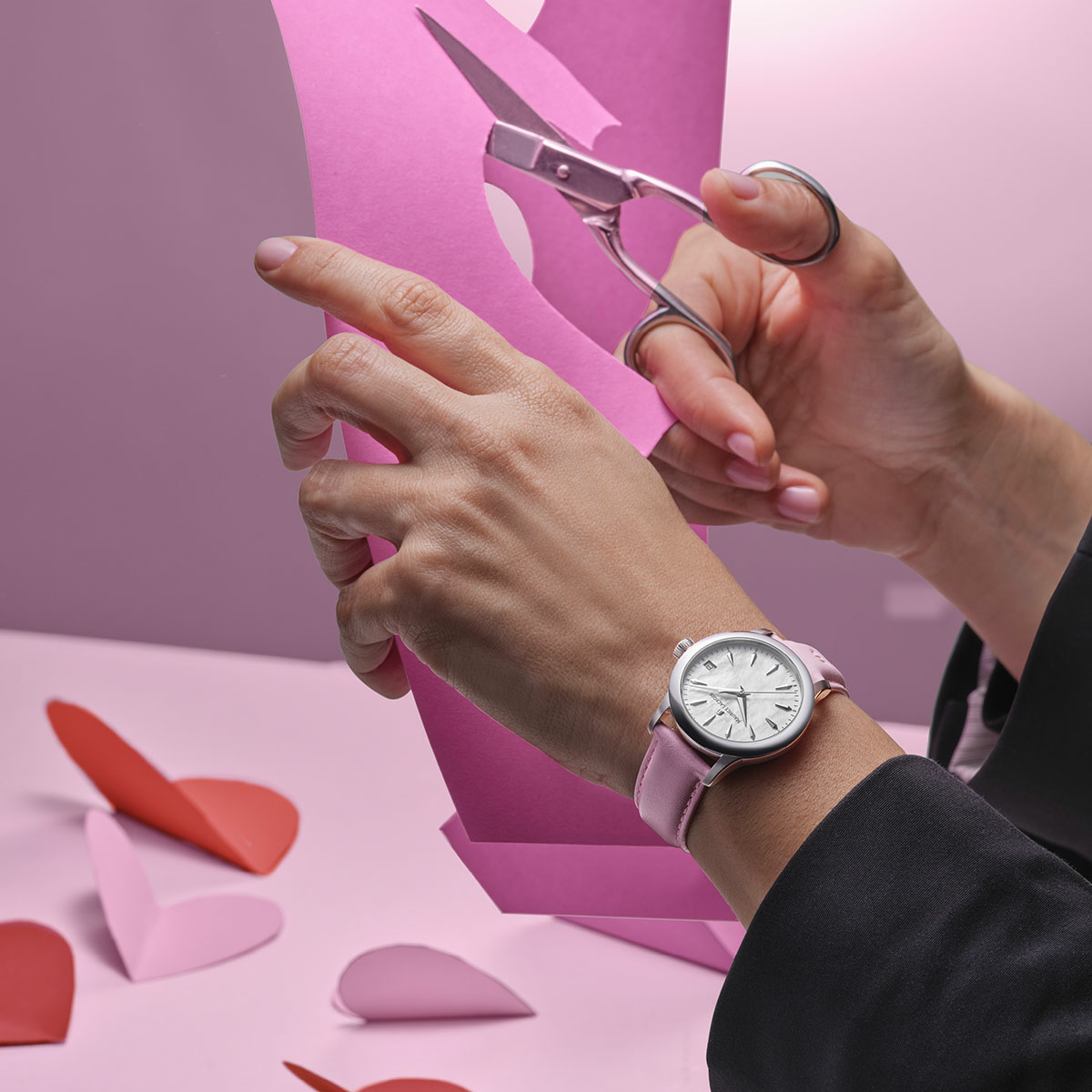 Maurice Lacroix 1975 Quartz 33mm, Quarzwerk, Lederband Rosa Damenuhr 751006-SS001-560-6