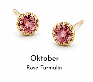 Birth Stone, Geburtsstein Ohrtecker 925/- Silber Oktober Rosa Turmalin