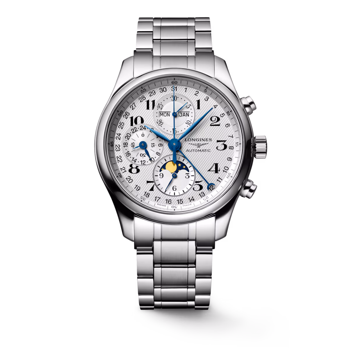 Longines Master Collection Chrono Mondphase Edelstahlband Herrenuhr L2.773.4.78.6
