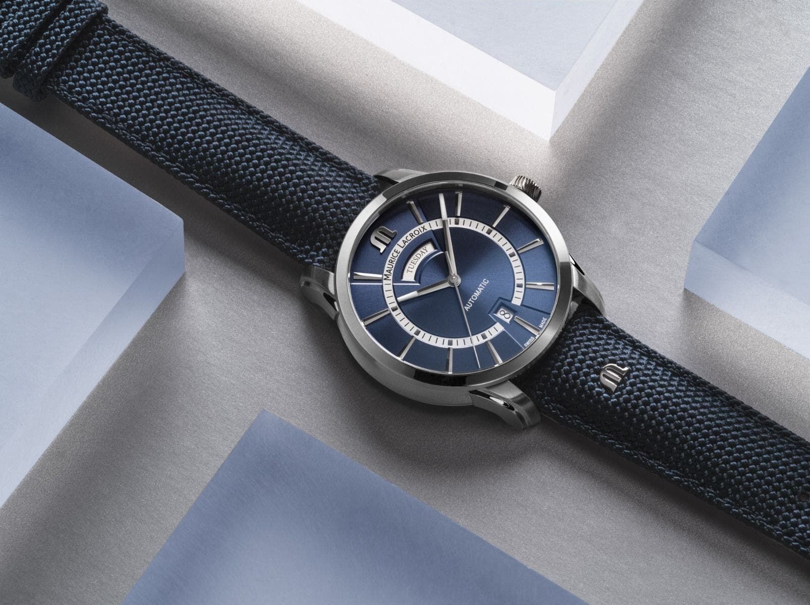 pontos_day_date_blue_stilllife_2 Maurice Lacroix Pontos Day/Date Men's Watch PT6358-SS004-431-4
