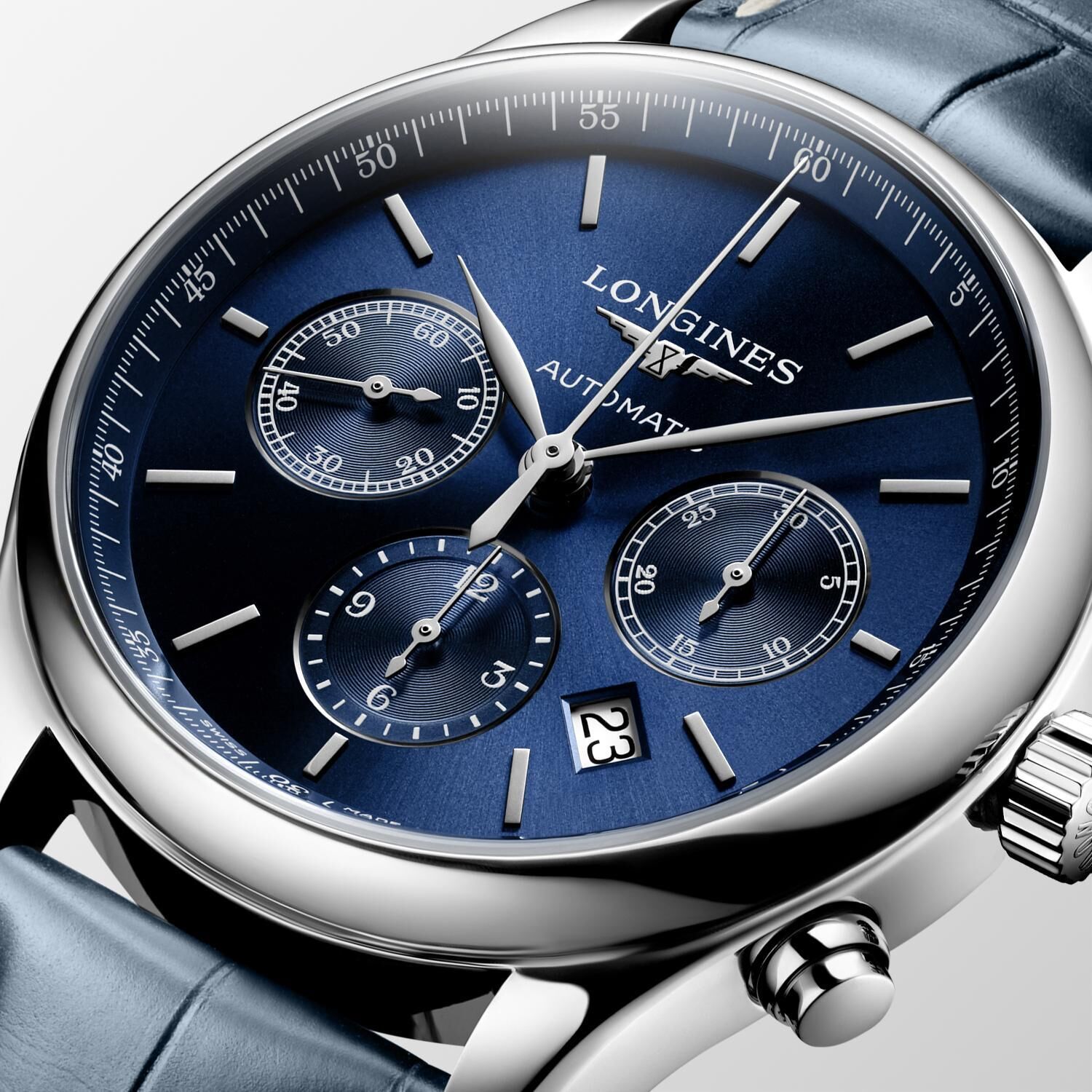 Longines Master Collection Chronograph Blau Lederband Herrenuhr L2.759.4.92.0