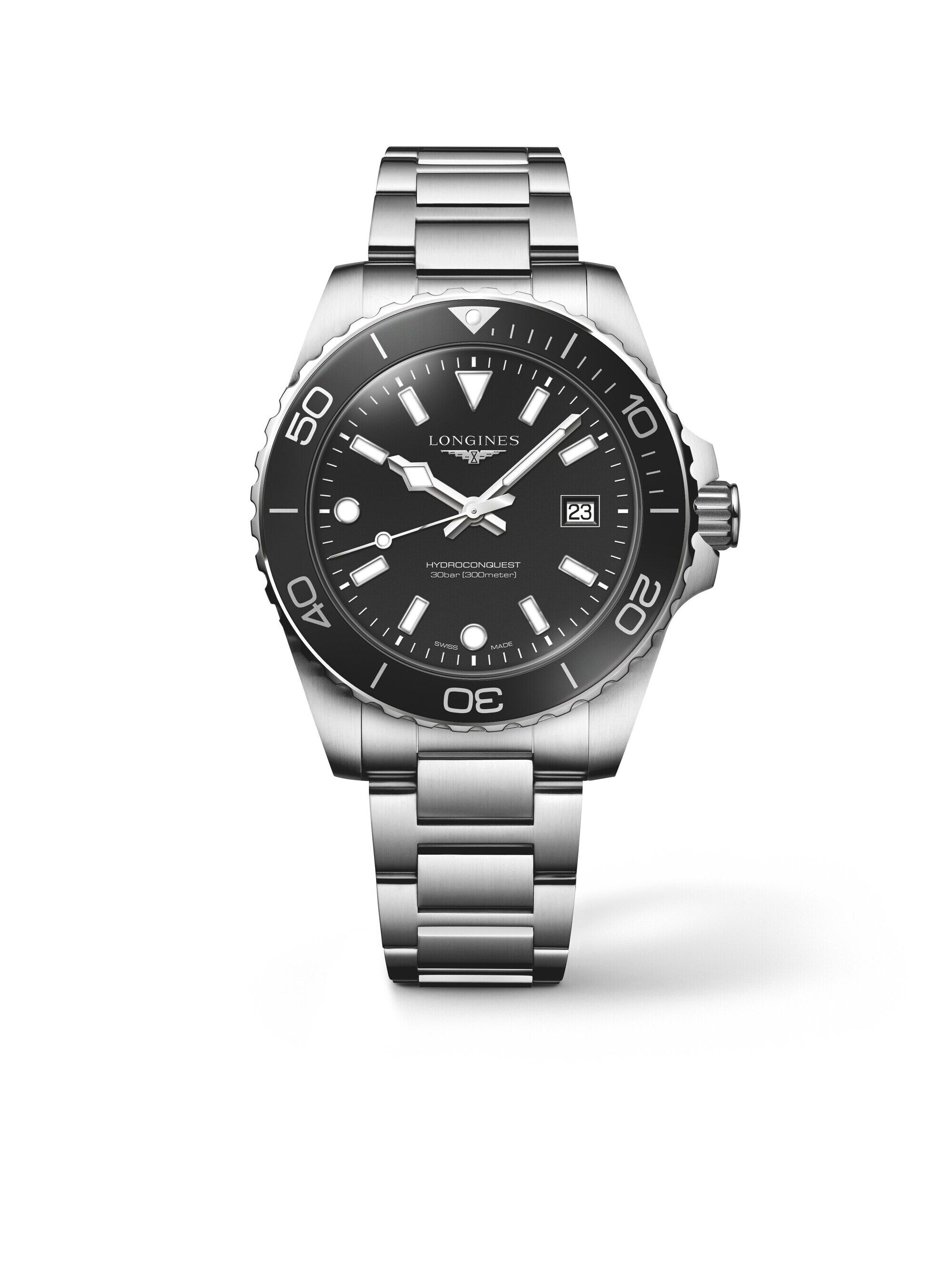 Longines Hydroconquest 42mm schwarz Quarz Herrenuhr L3.769.4.56.6