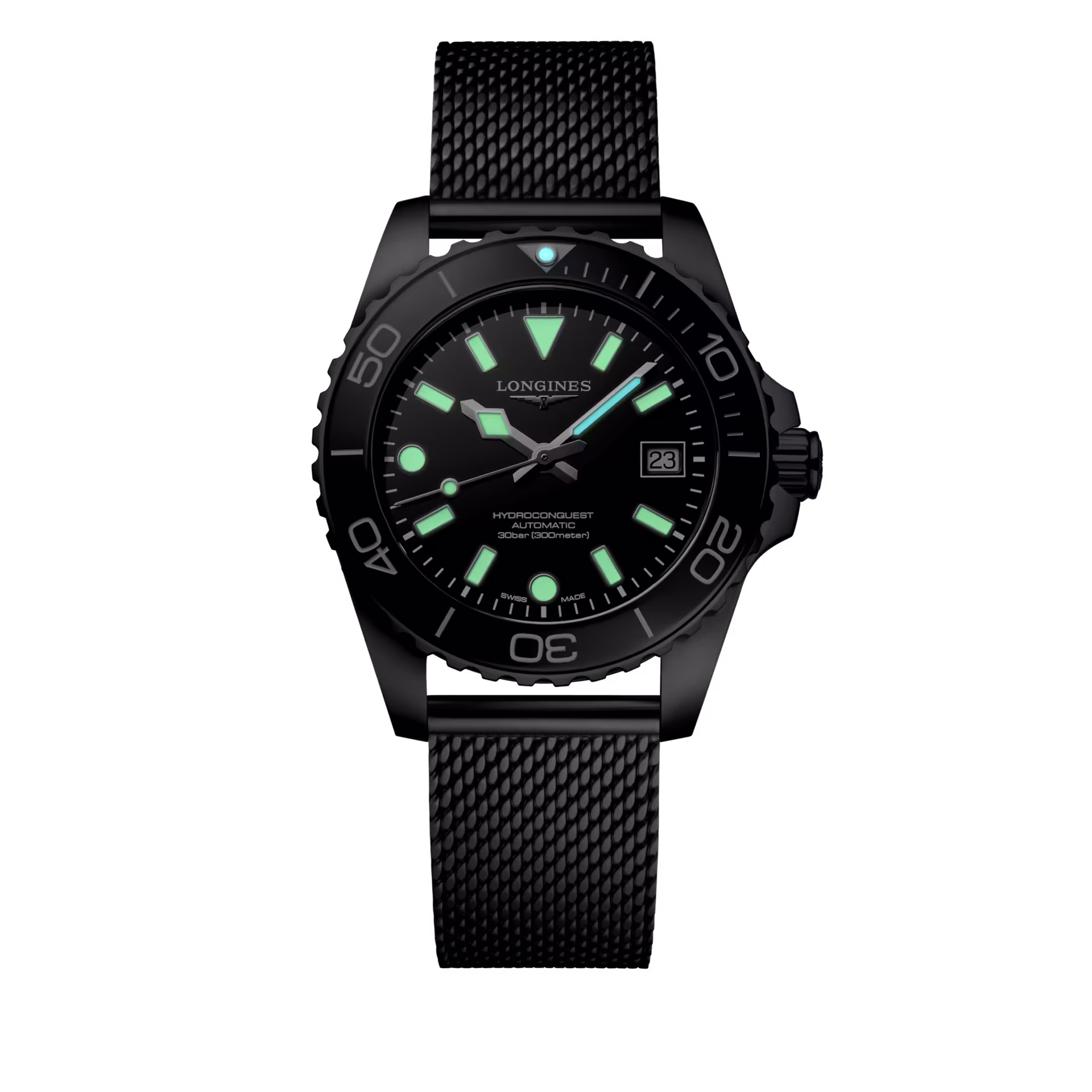 Longines Hydroconquest schwarz 39mm Automatik Herrenuhr L3.779.4.70.6