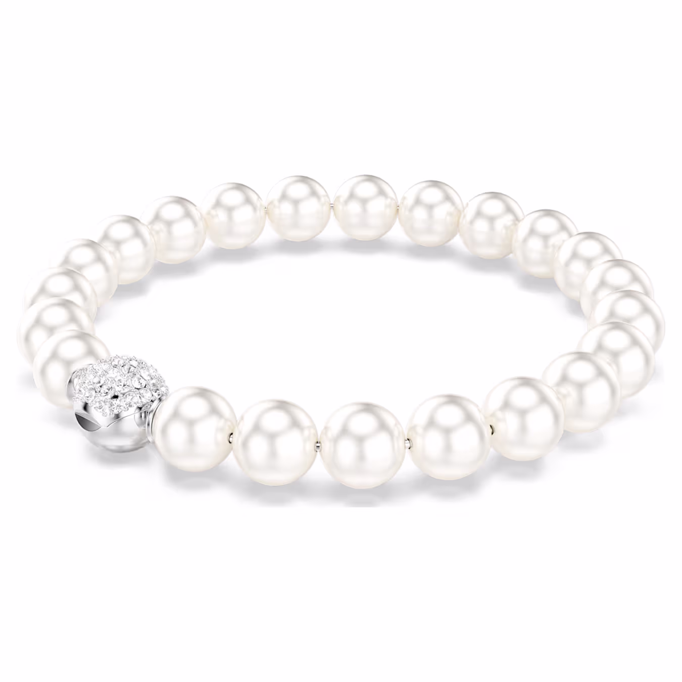 Swarovski  Matrix Armband Kristallperle, Weiß, Rhodiniert