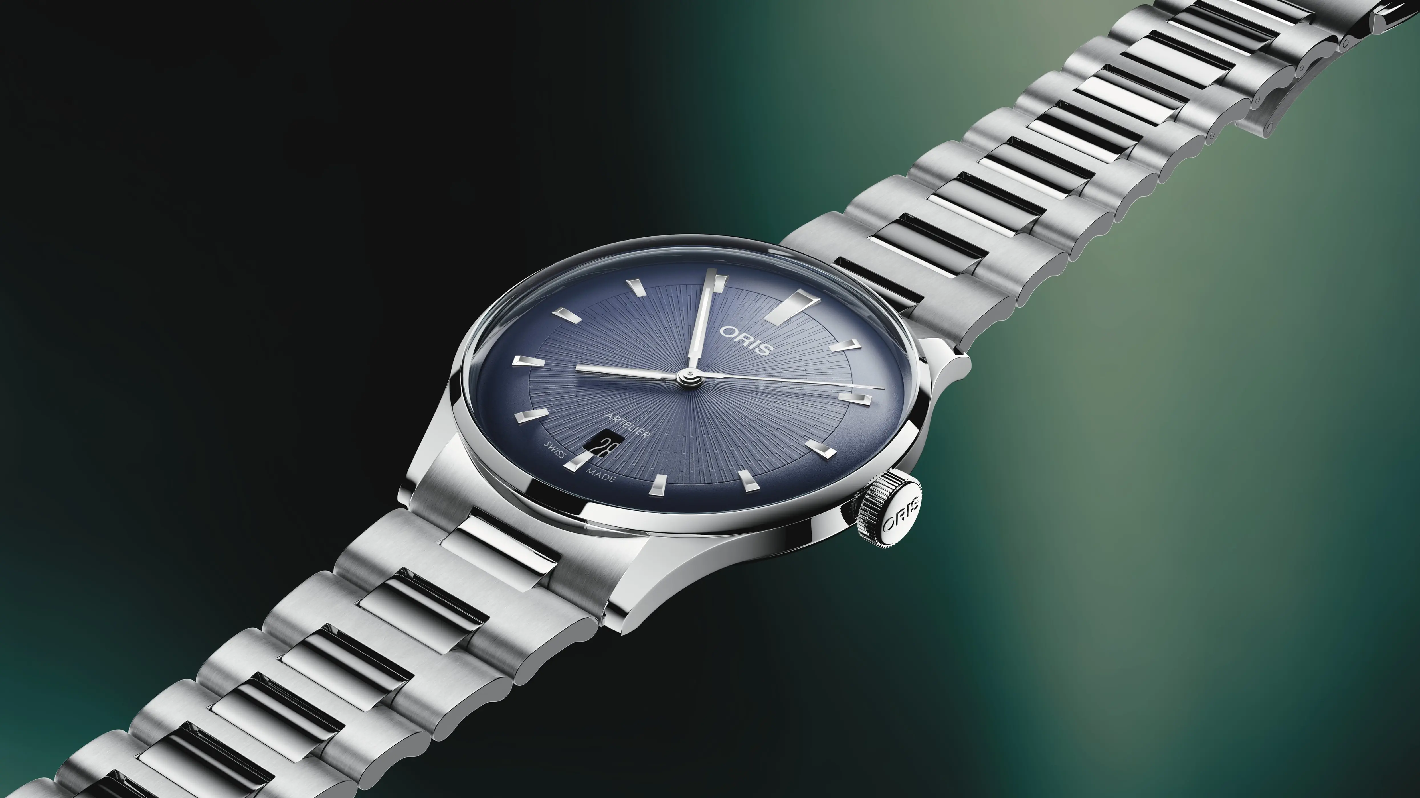 Oris Artelier Date, 38mm, automatic, stainless steel, blue men's watch 01 733 7810 4055-07 8 20 20